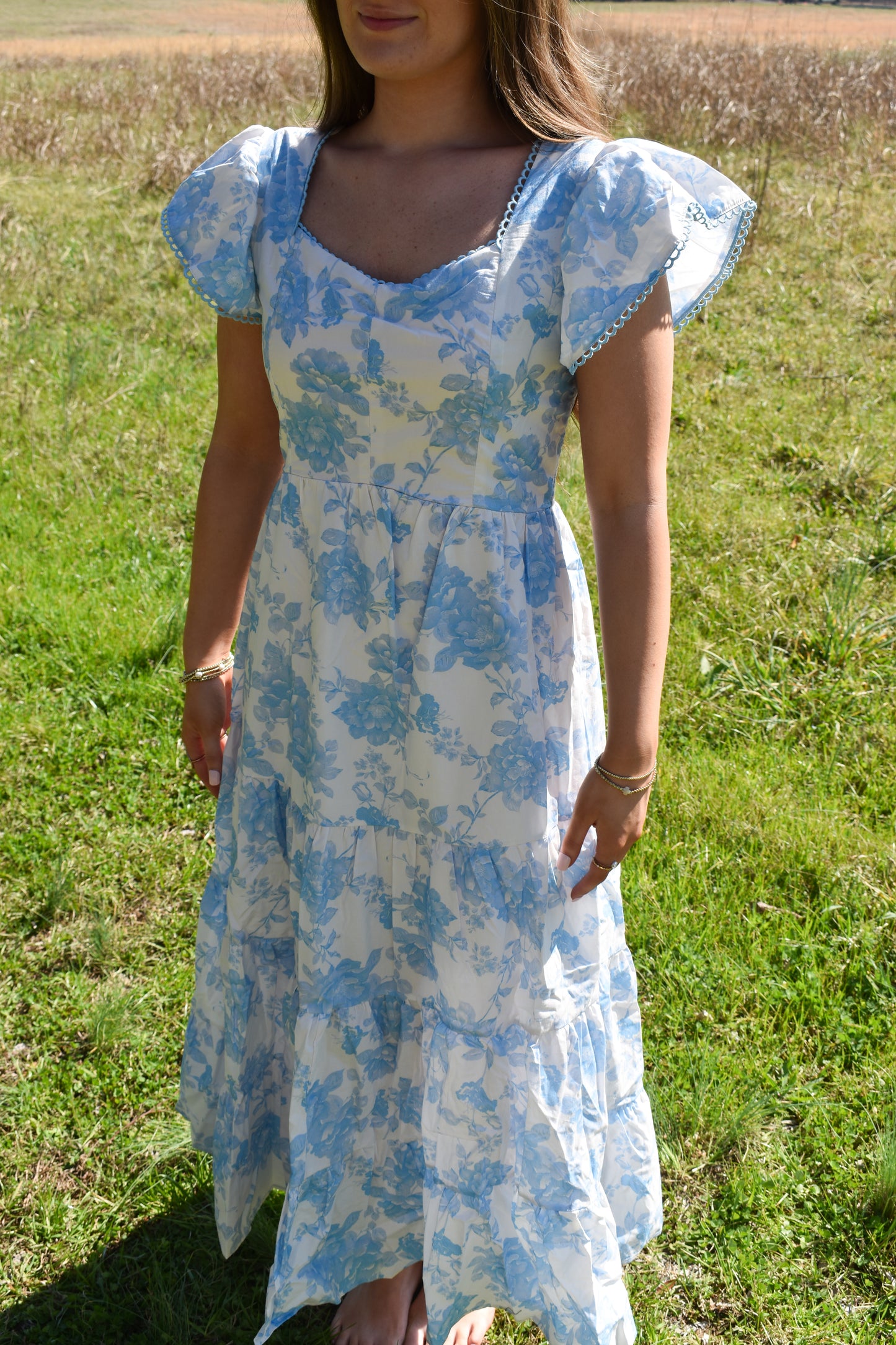 Baby Blue Floral Maxi Dress