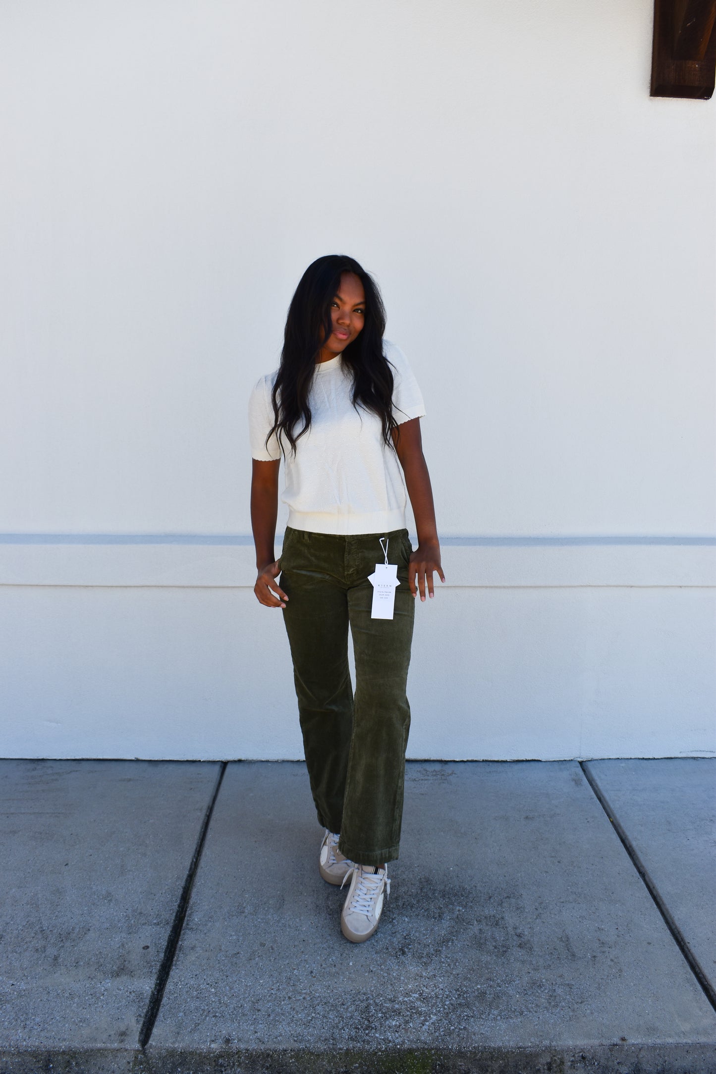 Starburst Pointelle Puff Sleeve Sweater