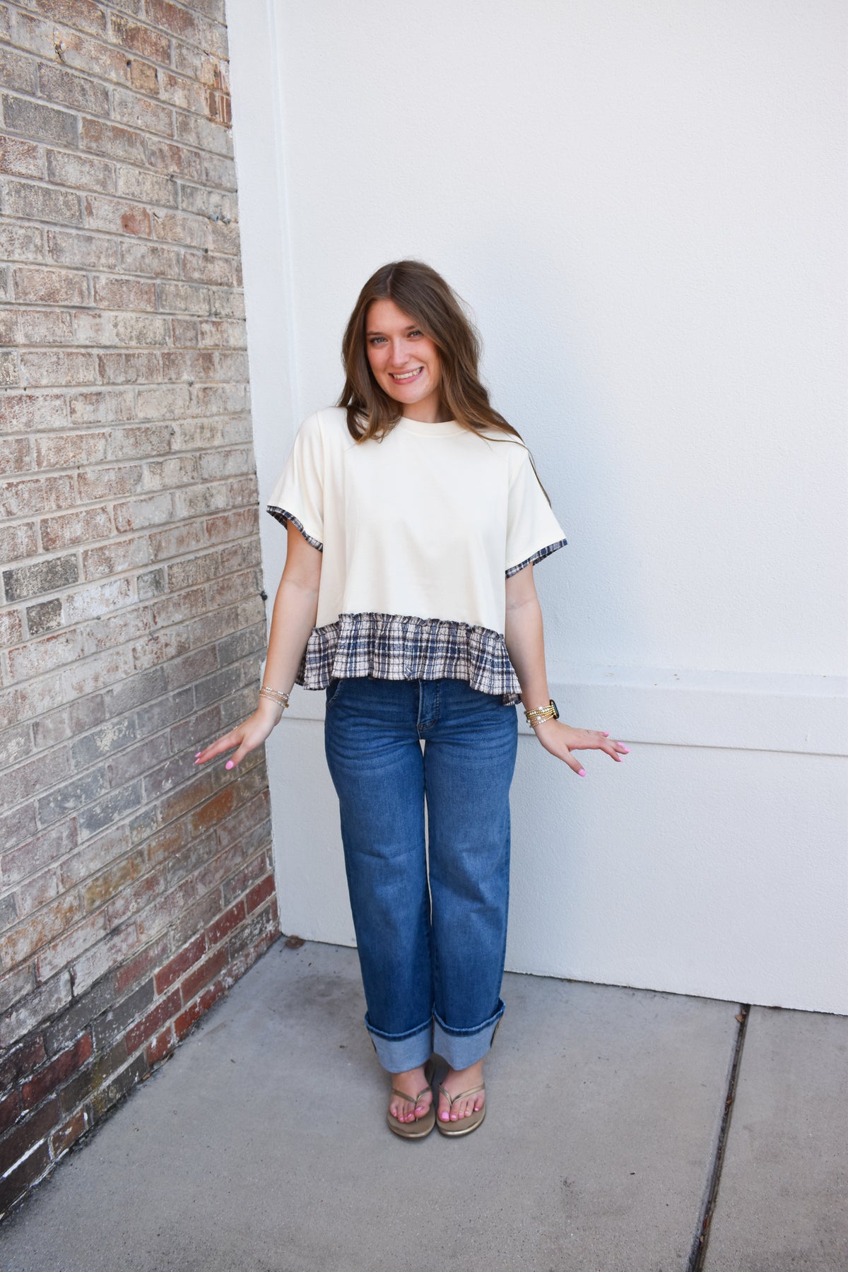 Hadley Plaid Trim Top