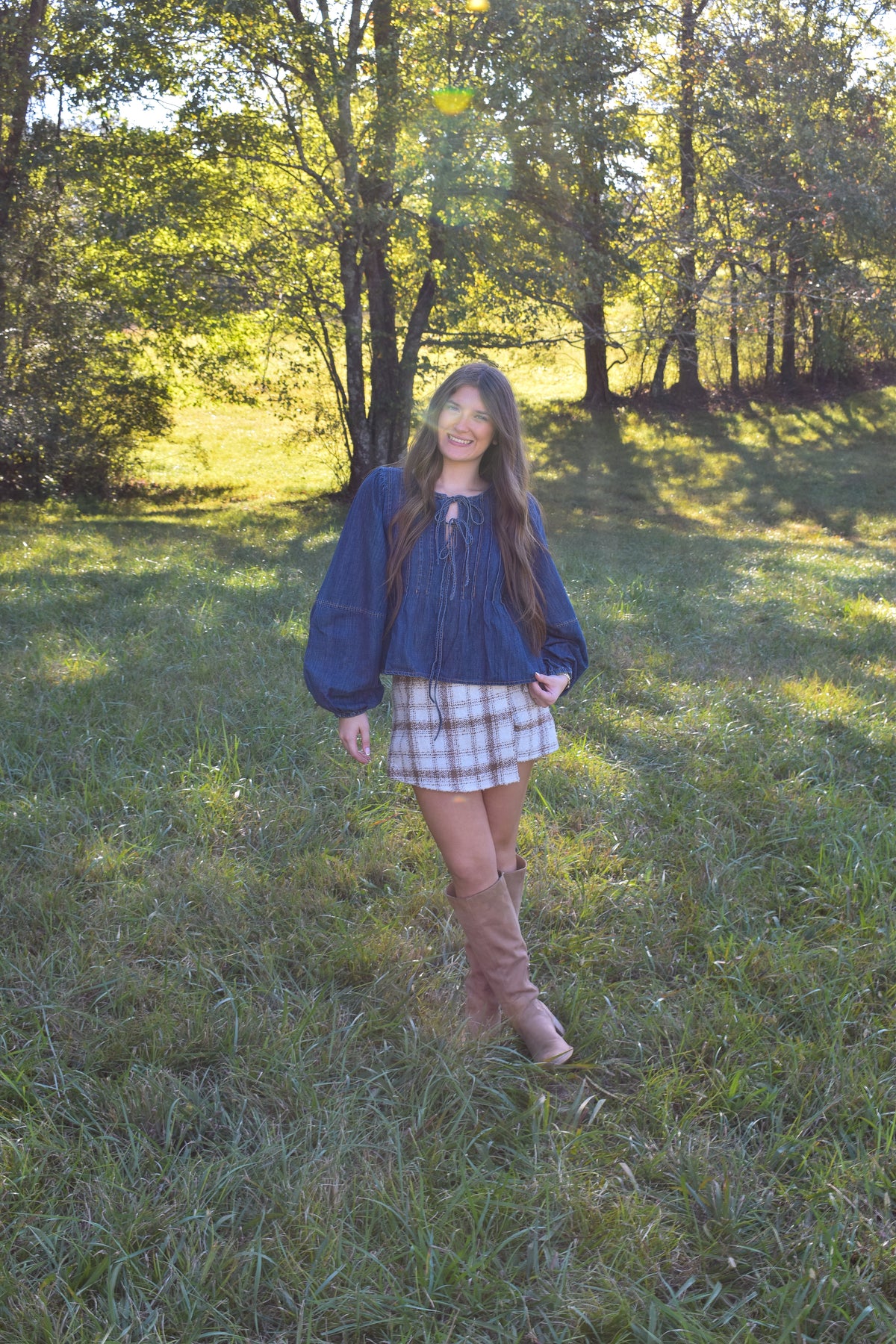Denim Tie Top