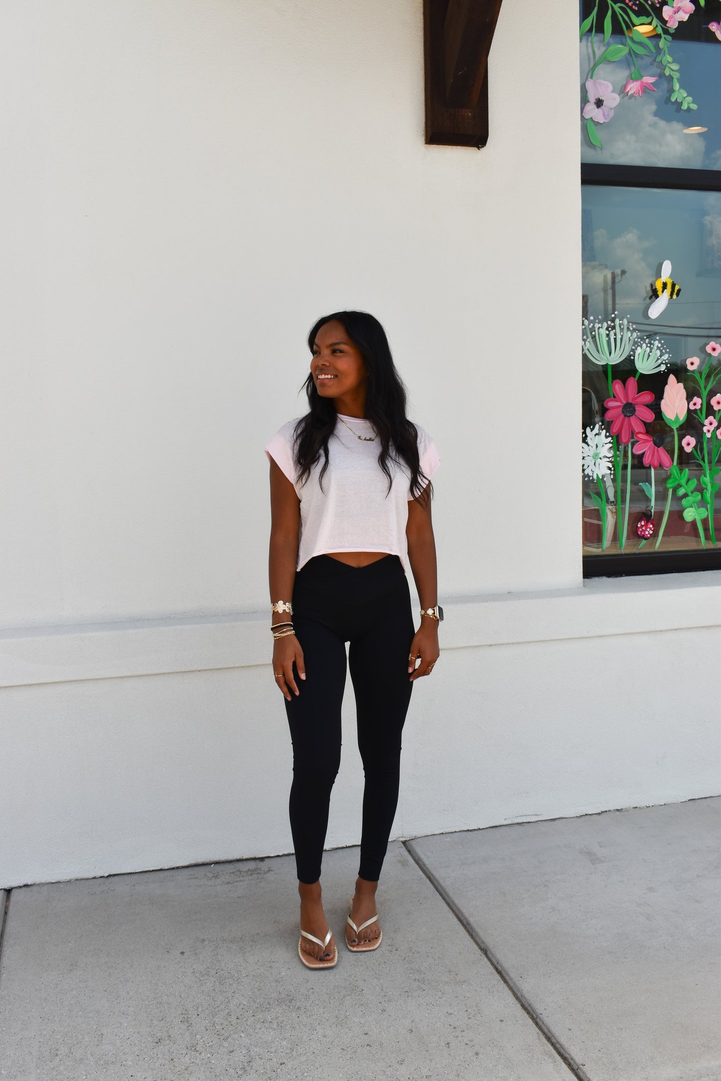 Cutout Back Layering Tee: Pink