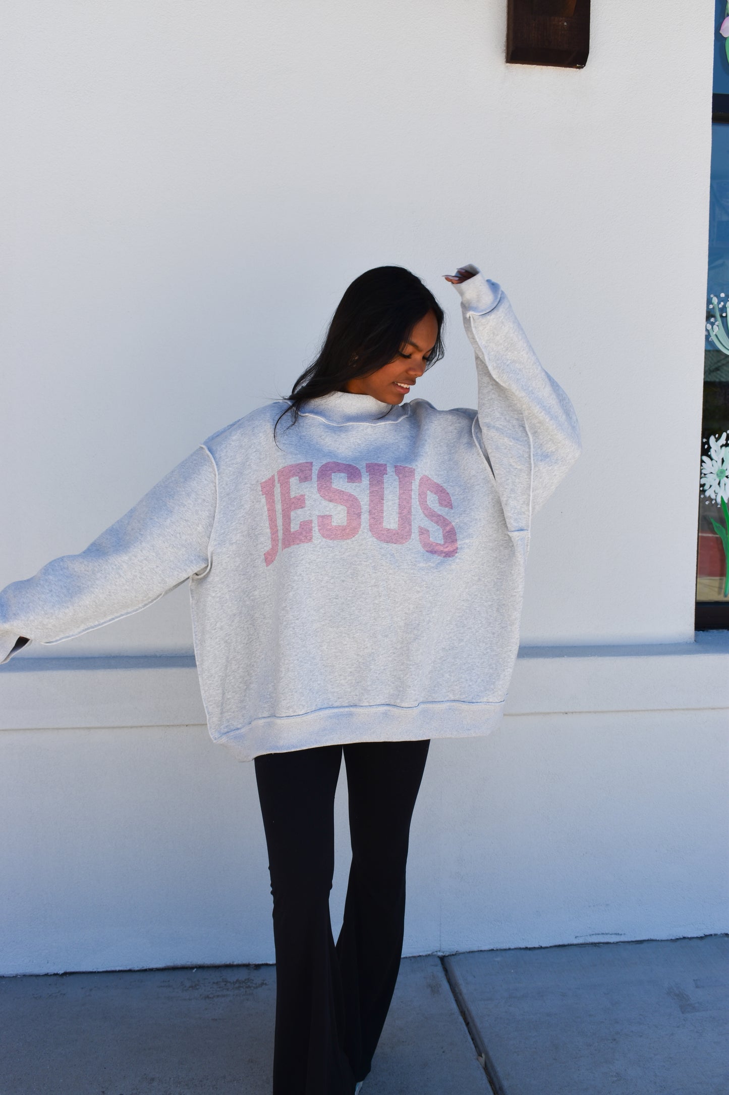 'JESUS & GOD IS GOOD' Reversible Mockneck: Pink