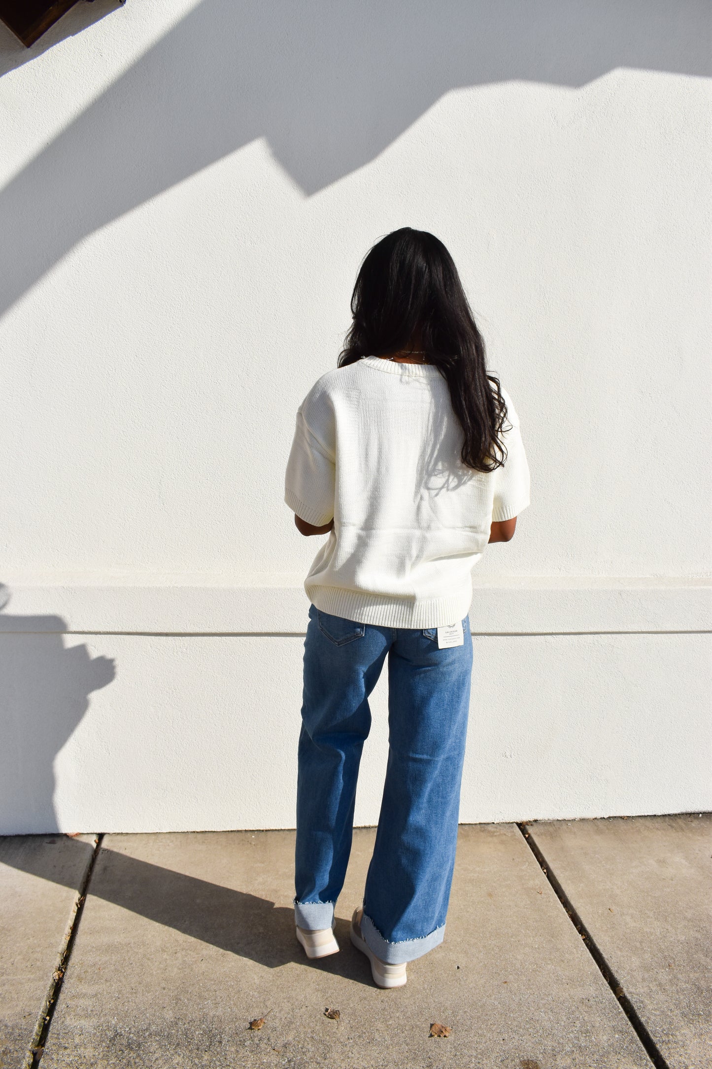 Risen Low Rise Ankle Wide Cuffed Jeans