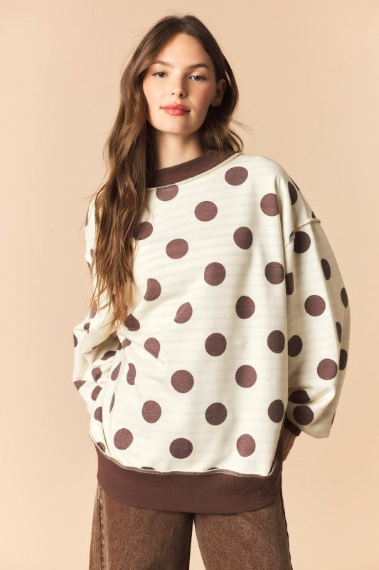 Reversible Polka Dot & Stripe Mockneck