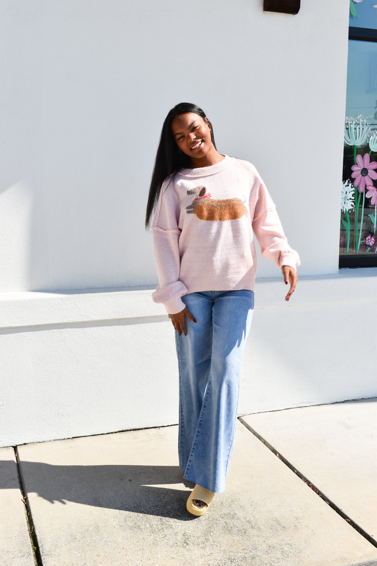 Pink Weiner Dog Sweater