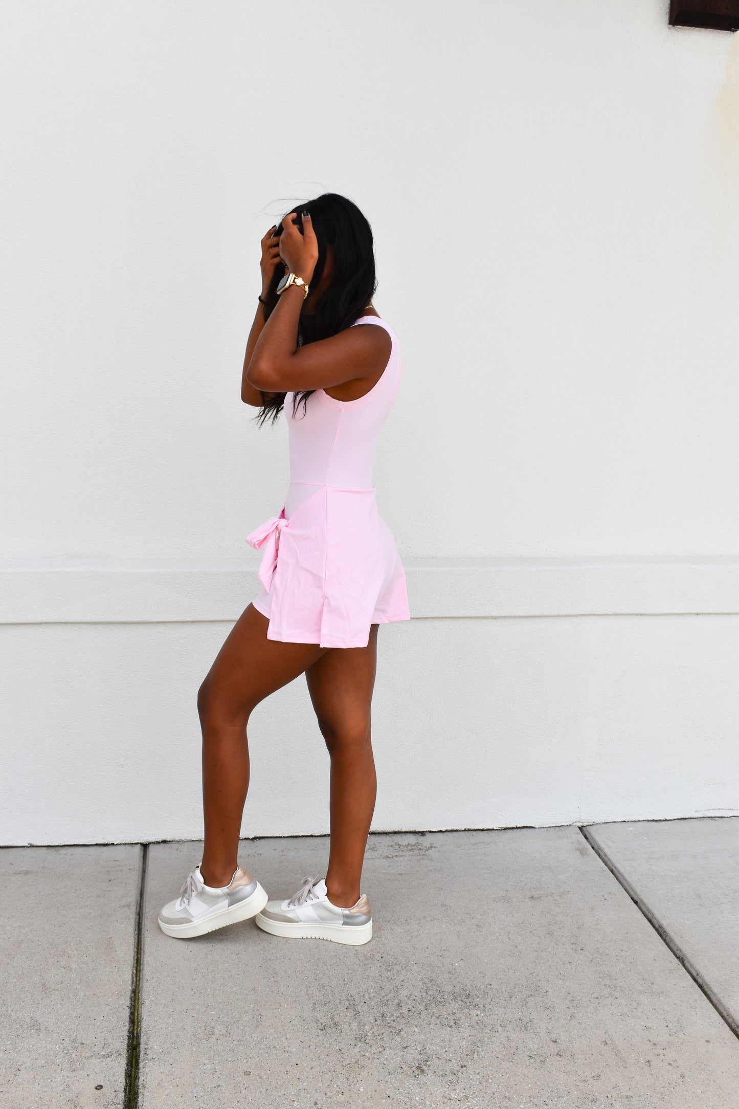 Athletic Wrap Tie Dress: Light Pink