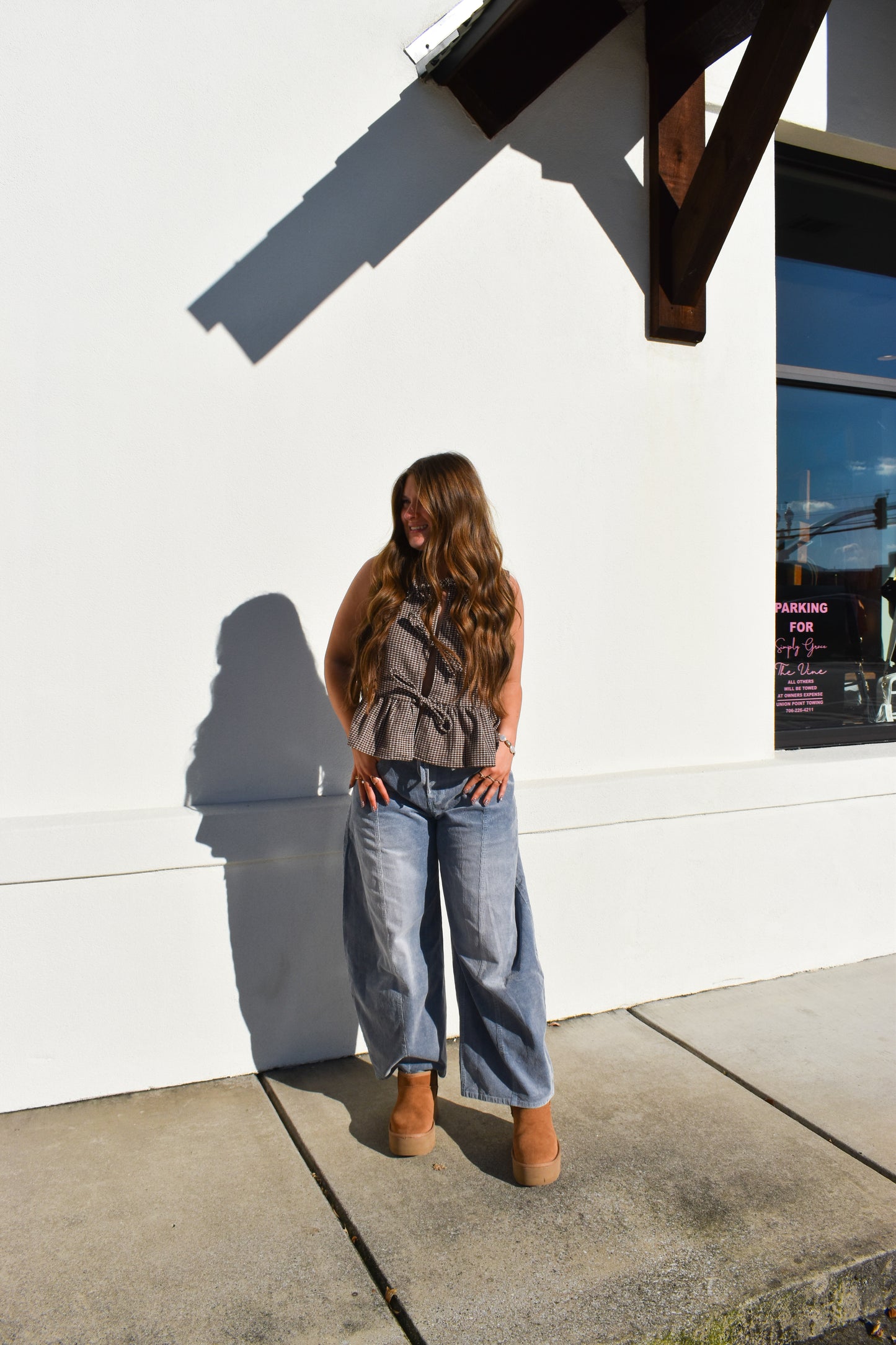 Maple Checkered Top W/ Tie Bows