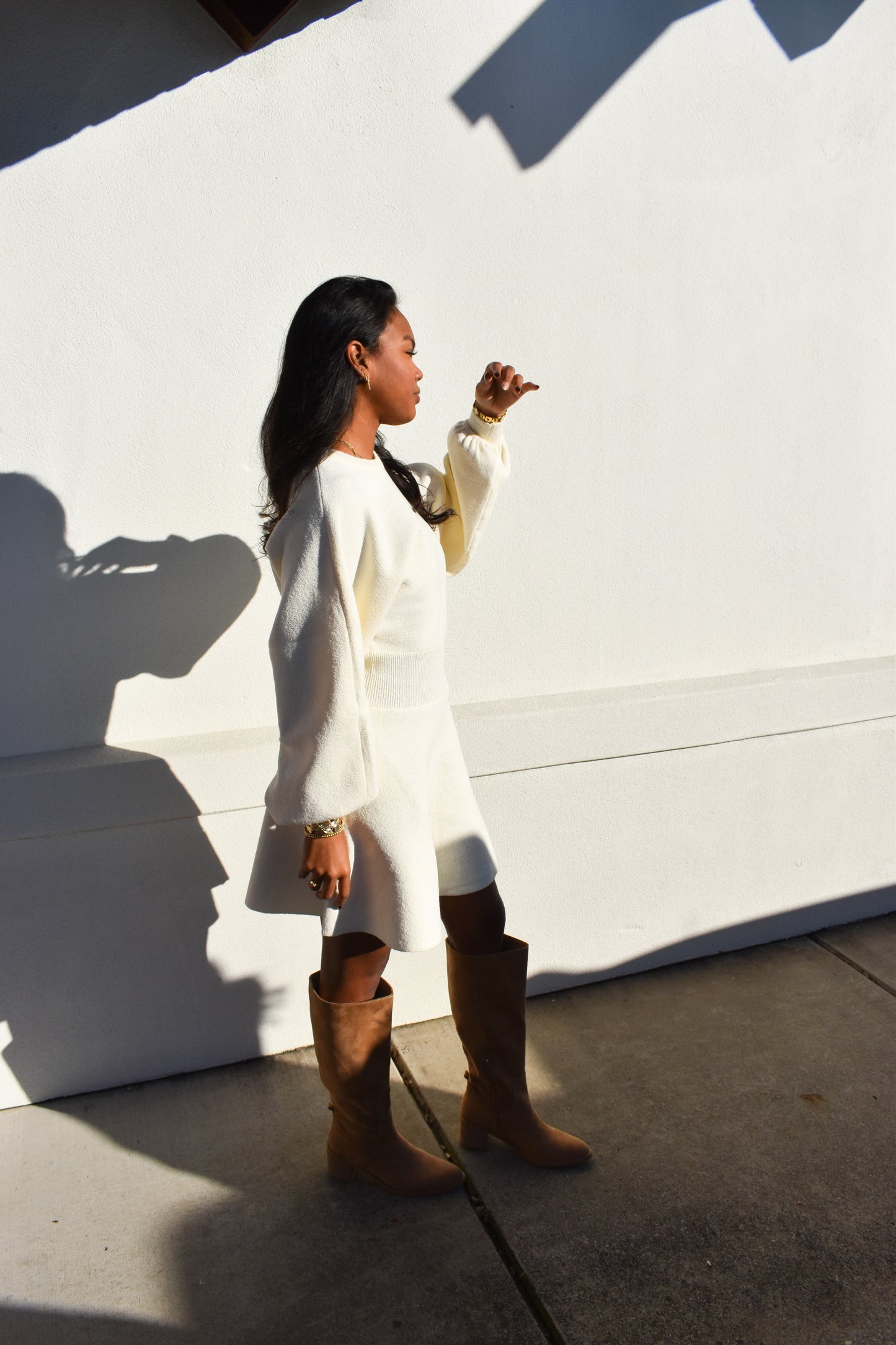 Ballon Sleeve Sweater Dress