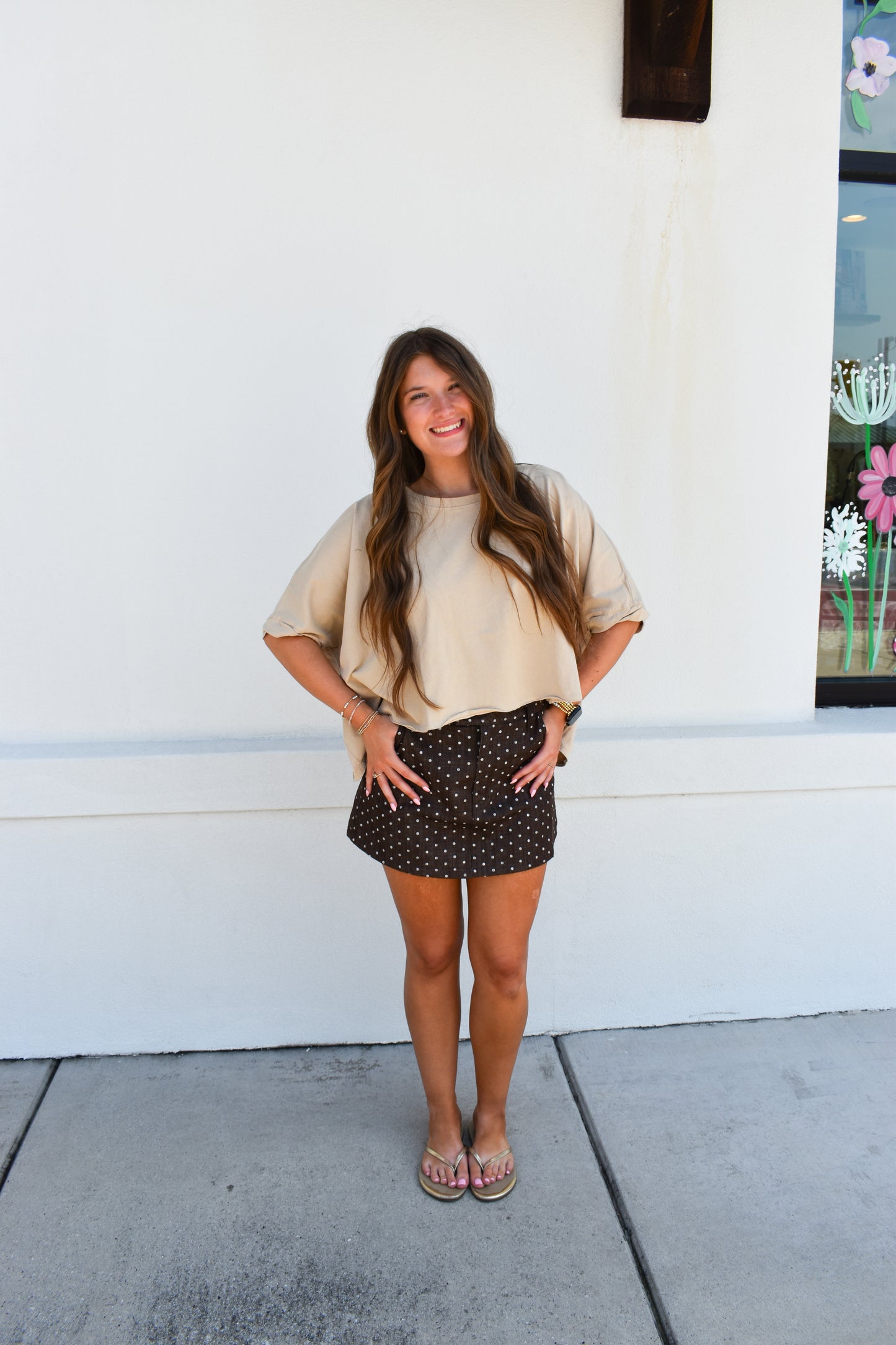 Oversized Beige Wash Top