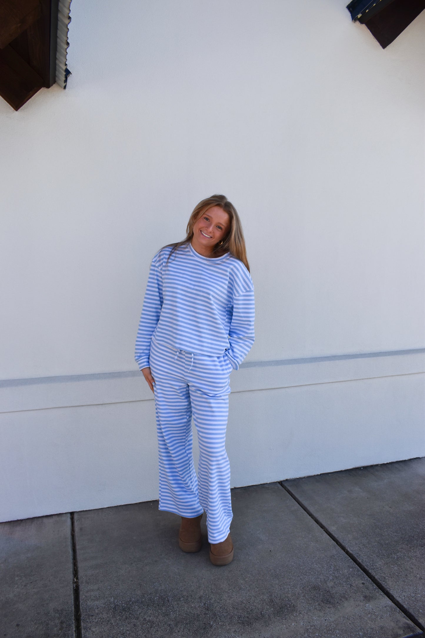 Lounge Stripe Top: Light Blue