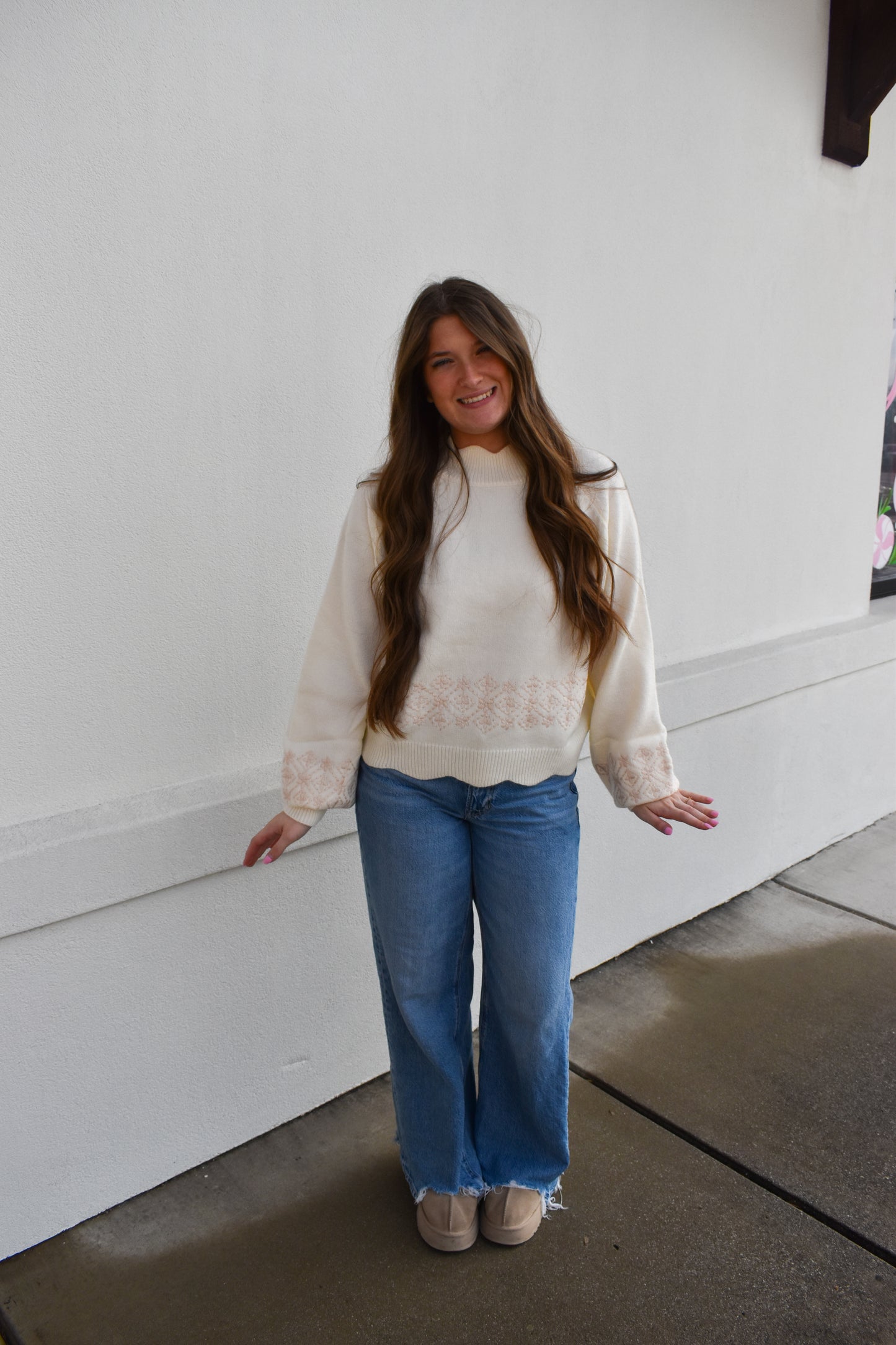 Charlotte Ivory Scallop Sweater