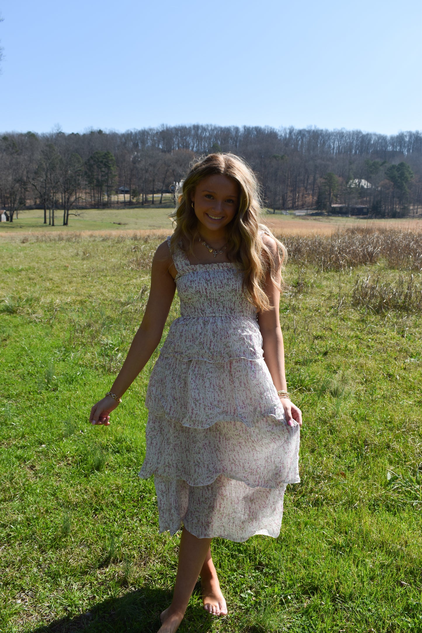 Garden Whirl Tier Midi Dress