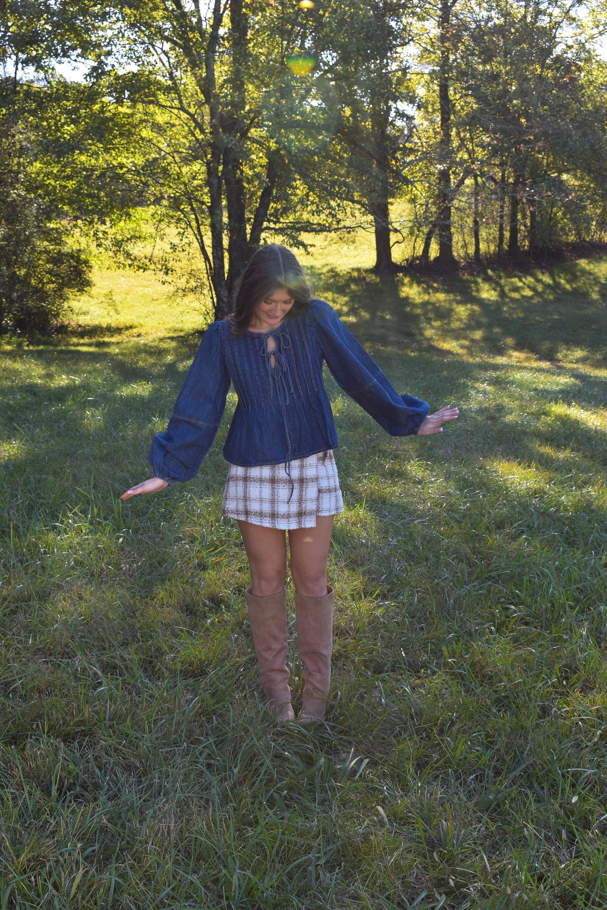 Denim Tie Top