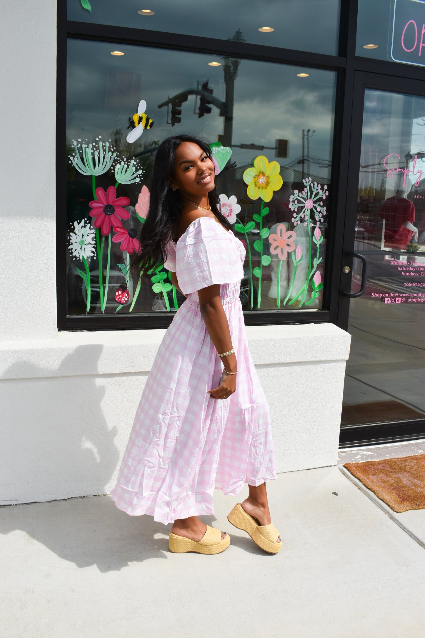 Pretty in Pink Gingham Maxi Dress