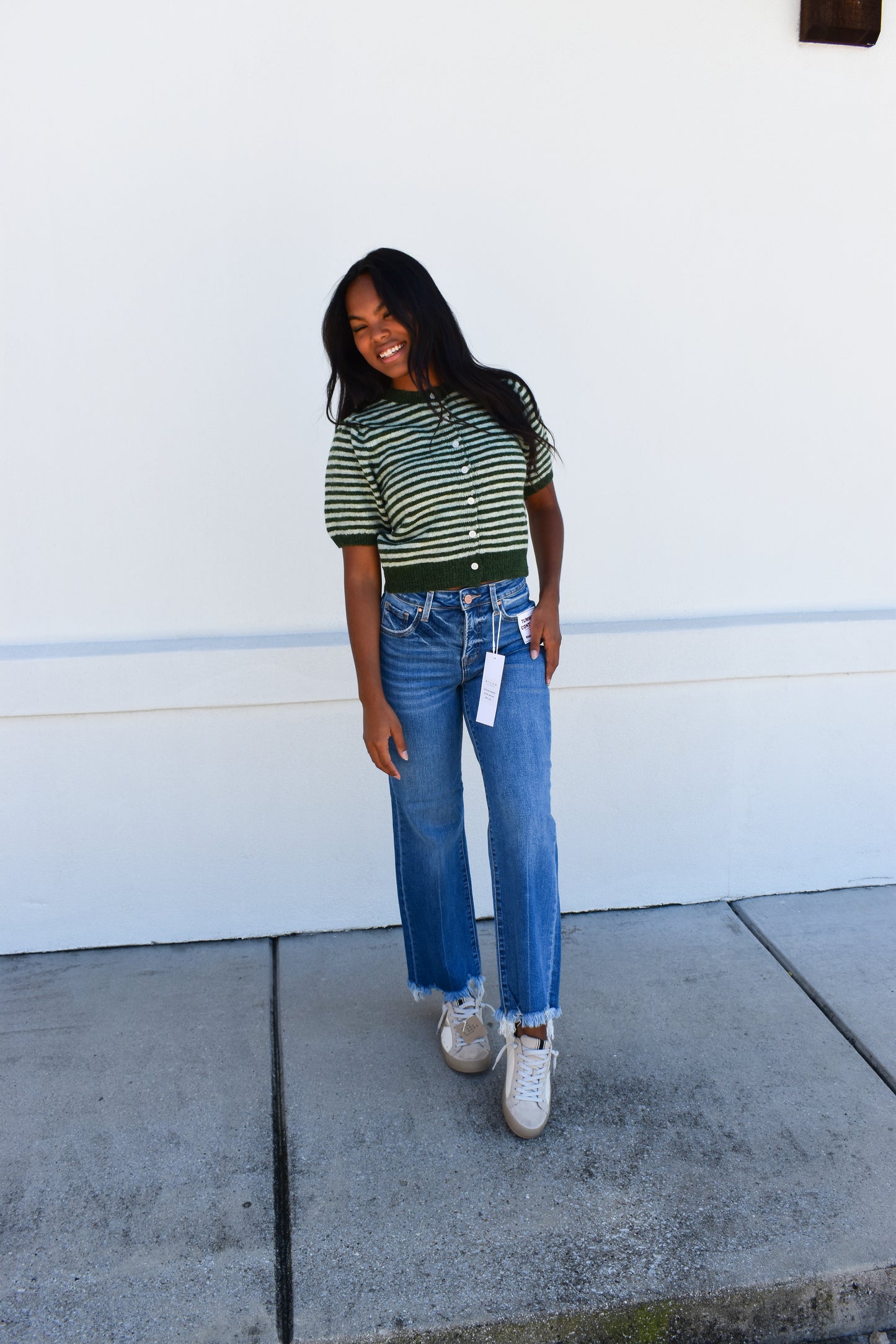 Puff Short Sleeve Stripe Cardi