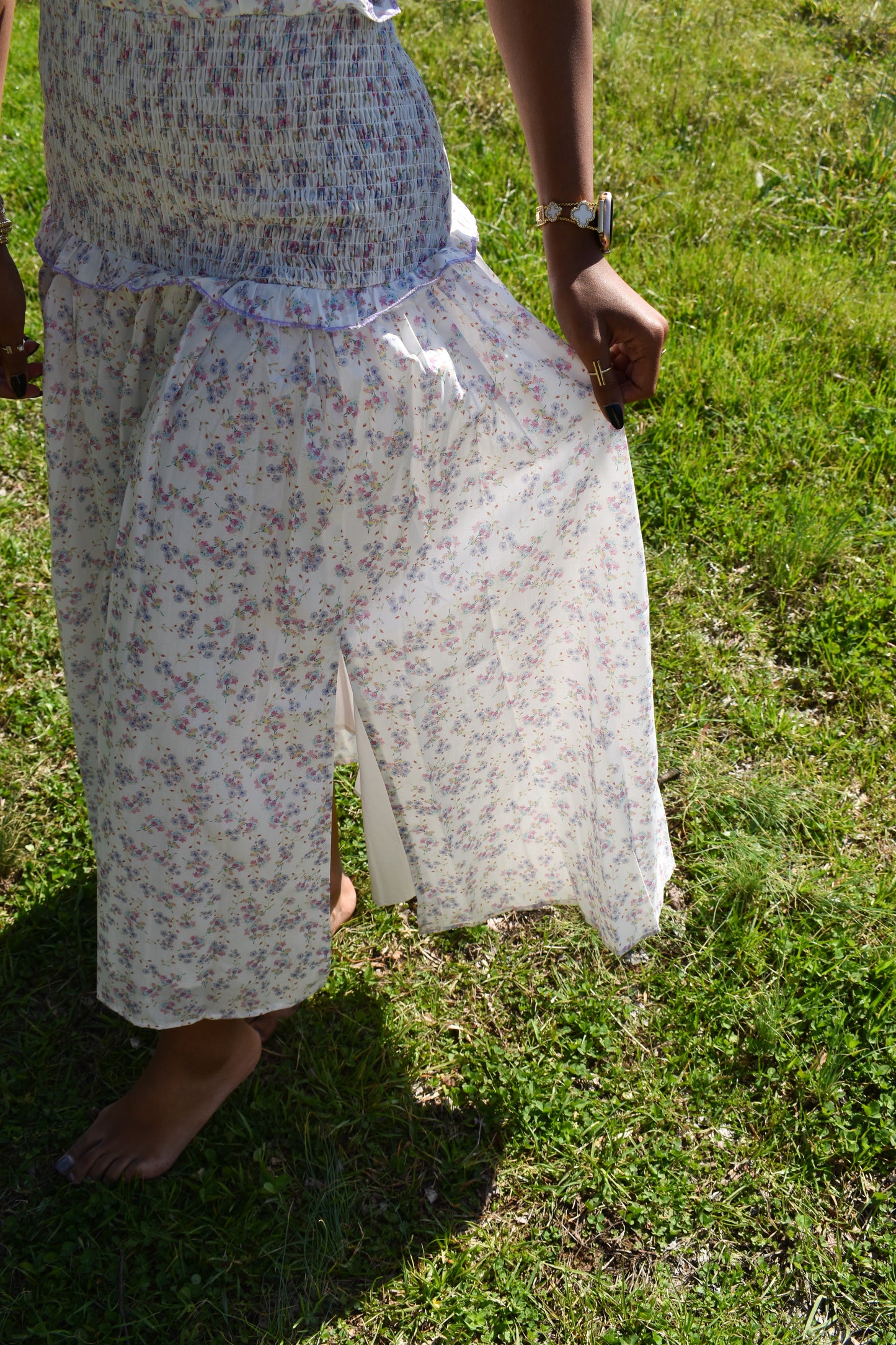 Lavender Garden Smocked Midi Dress