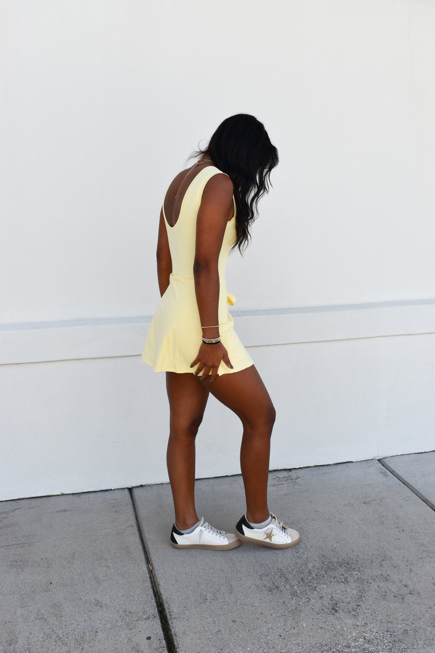 Athletic Wrap Tie Dress: Light Yellow