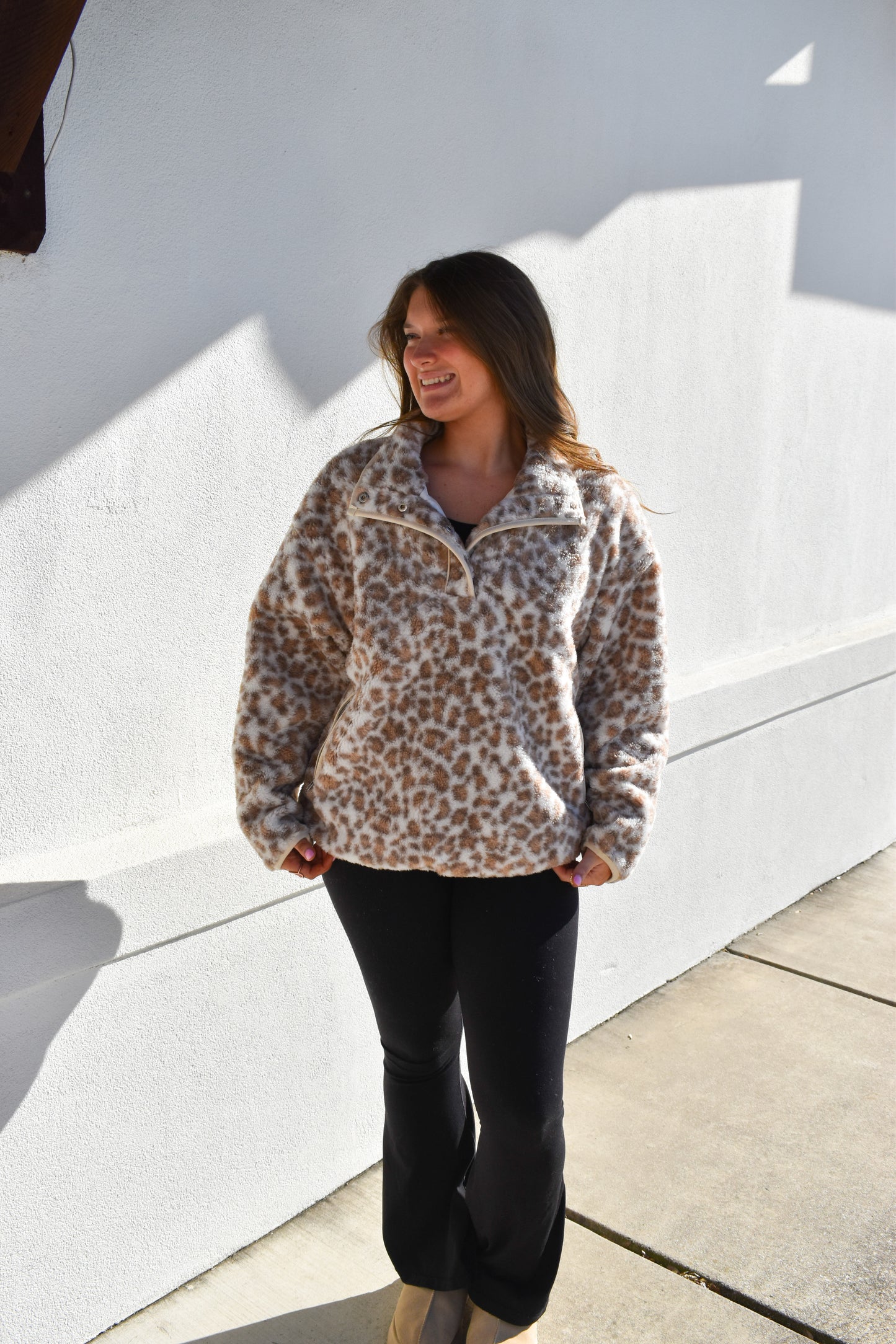Leopard Fleece Pullover