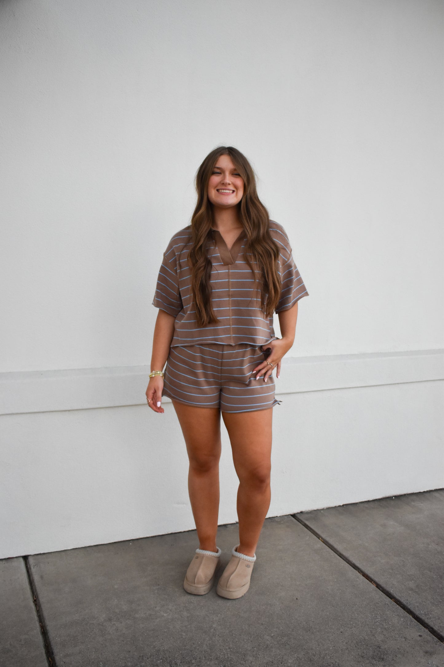 Striped Knit Shorts & Top Set