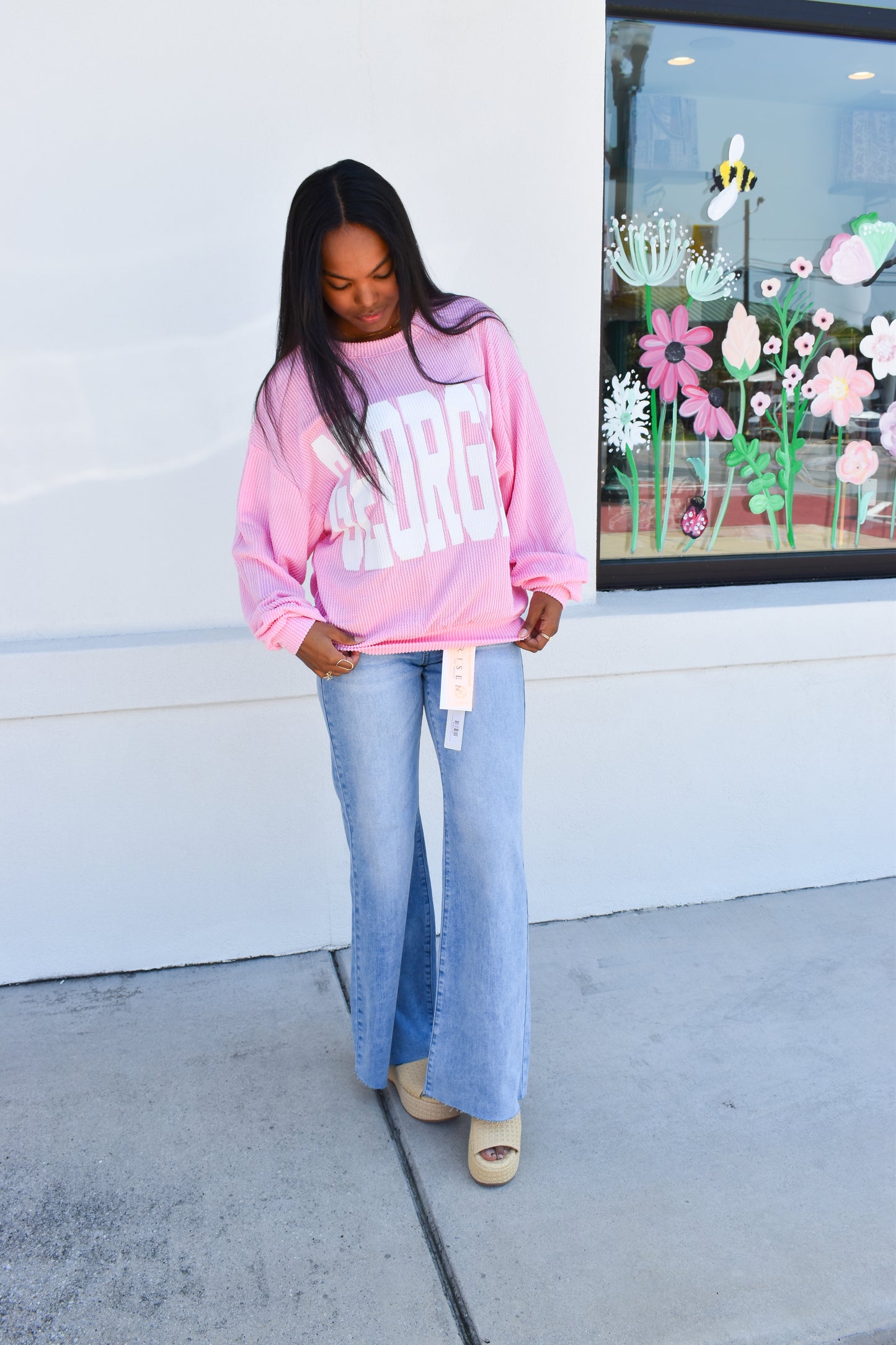 Pink Ribbed Georgia Sweatshirt