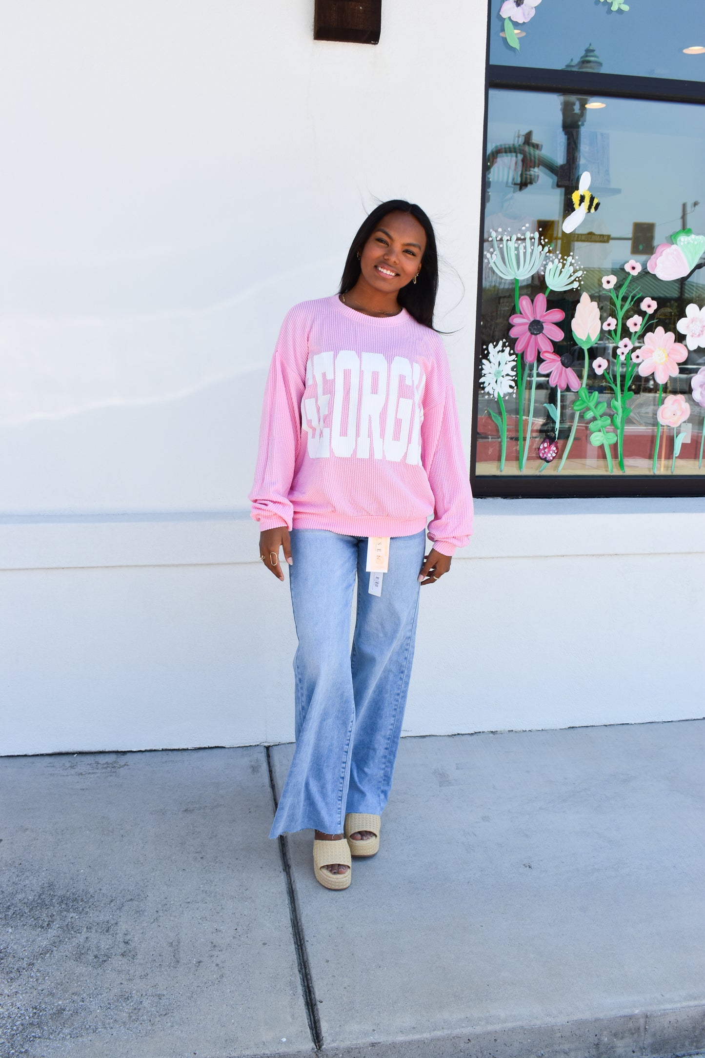 Pink Ribbed Georgia Sweatshirt