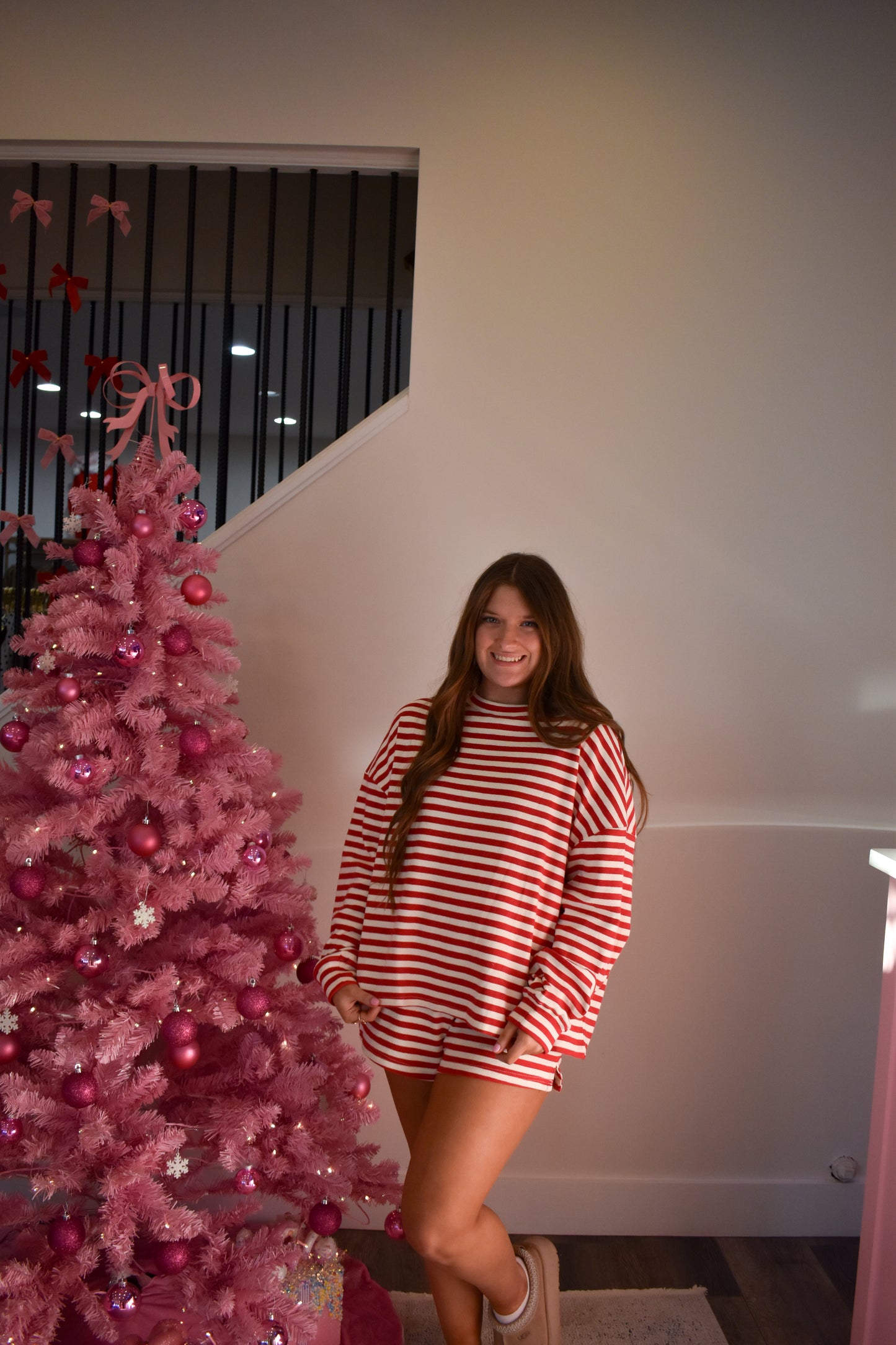 Lounge Stripe Top: Red