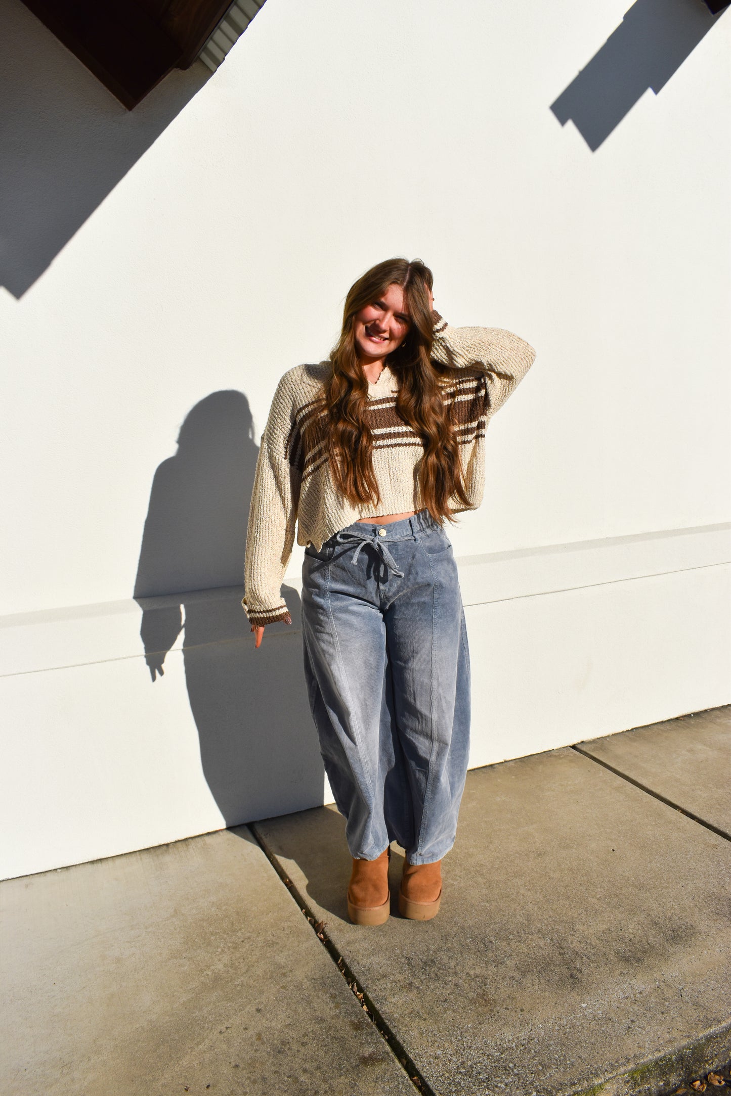 Stripe Patch Long Sleeve Sweater