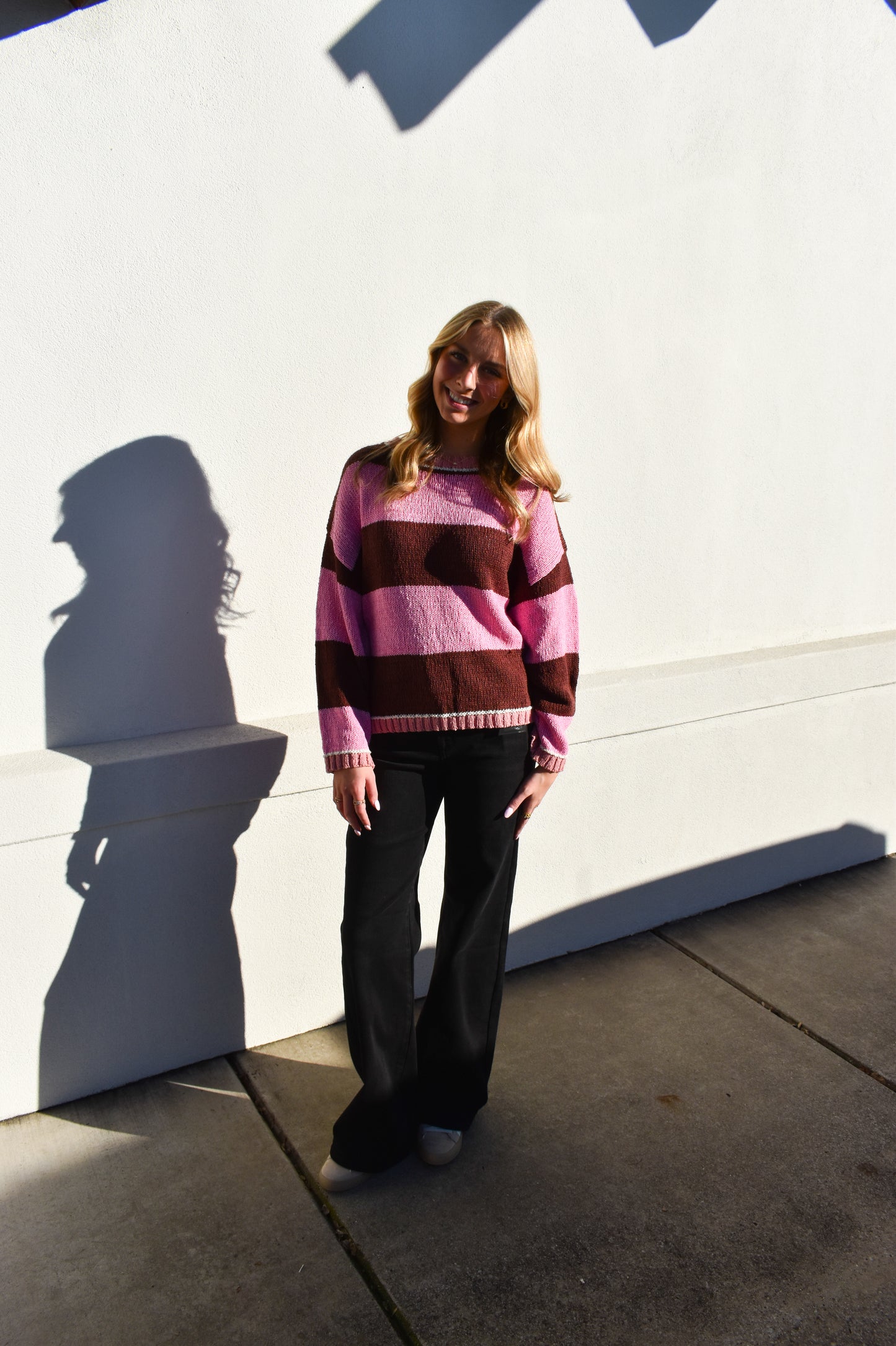 Drop Shoulder Stripe Sweater