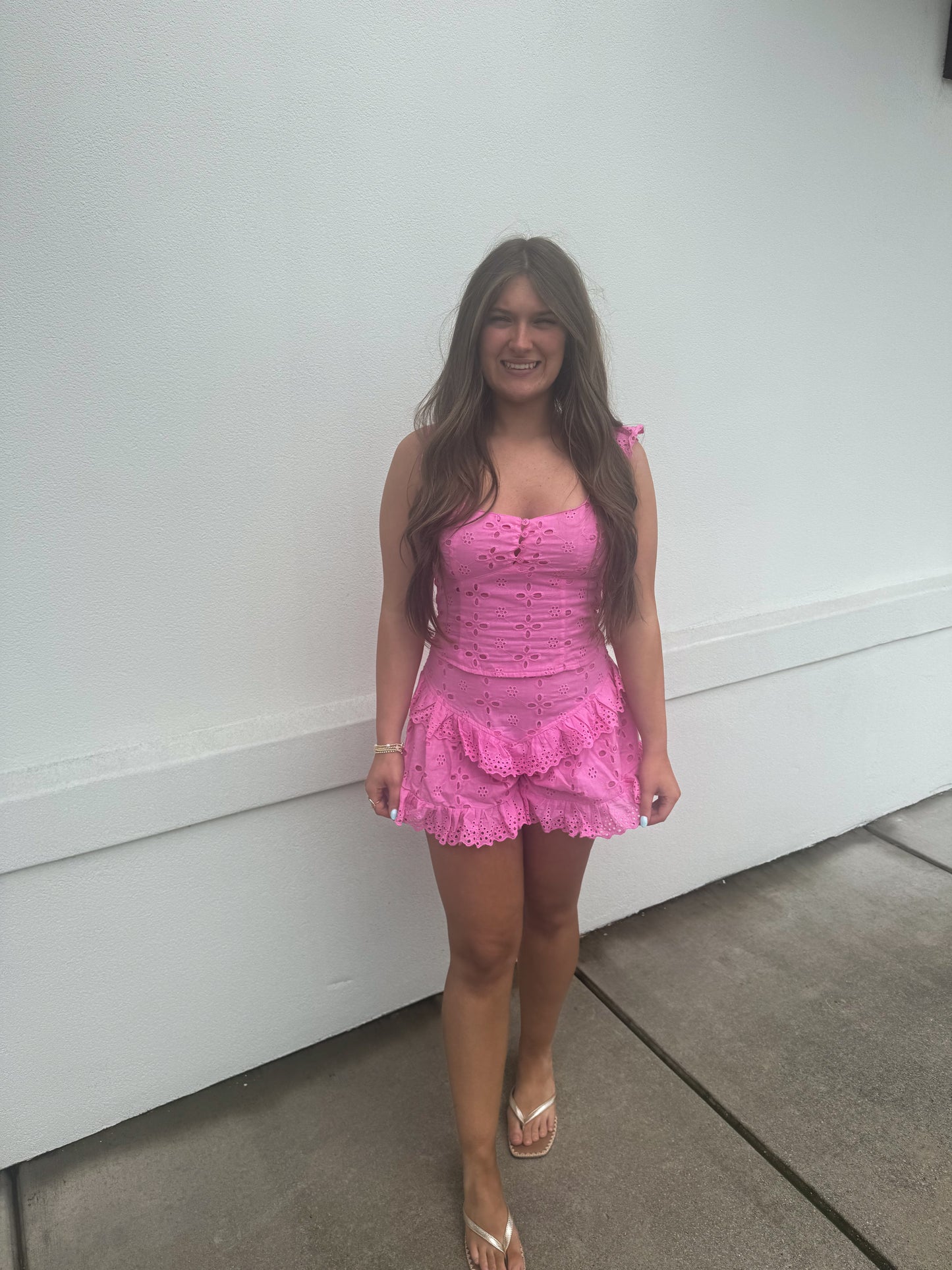 Lizzie Eyelet Cap Sleeve Top