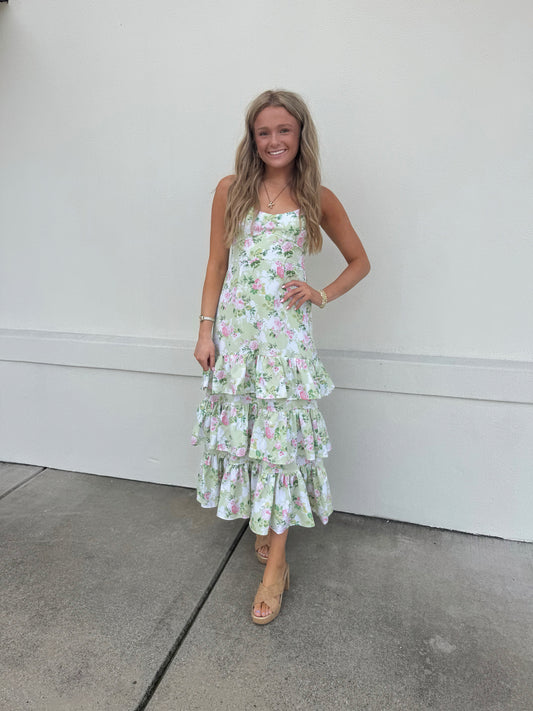 Lily Pad Ruffle Midi Dress