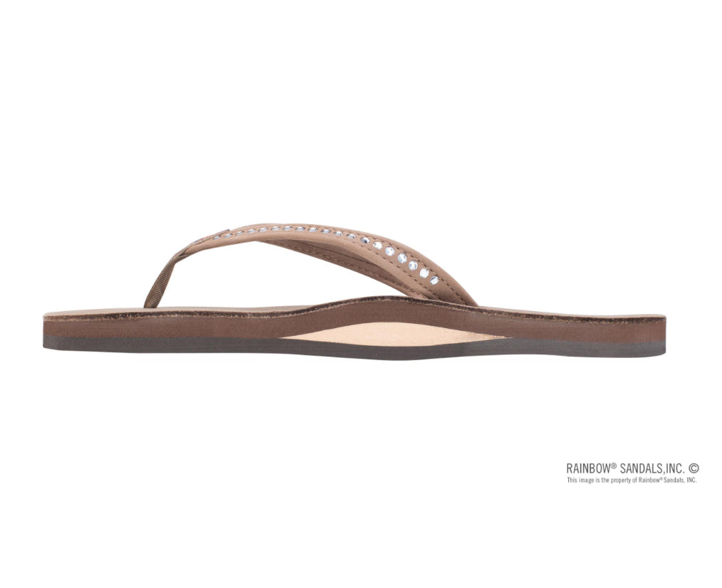 "Rainbow" Dark Brown Crystal Flip Flops