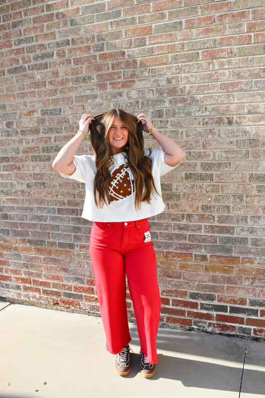 Staple Red High Rise Crop Pants