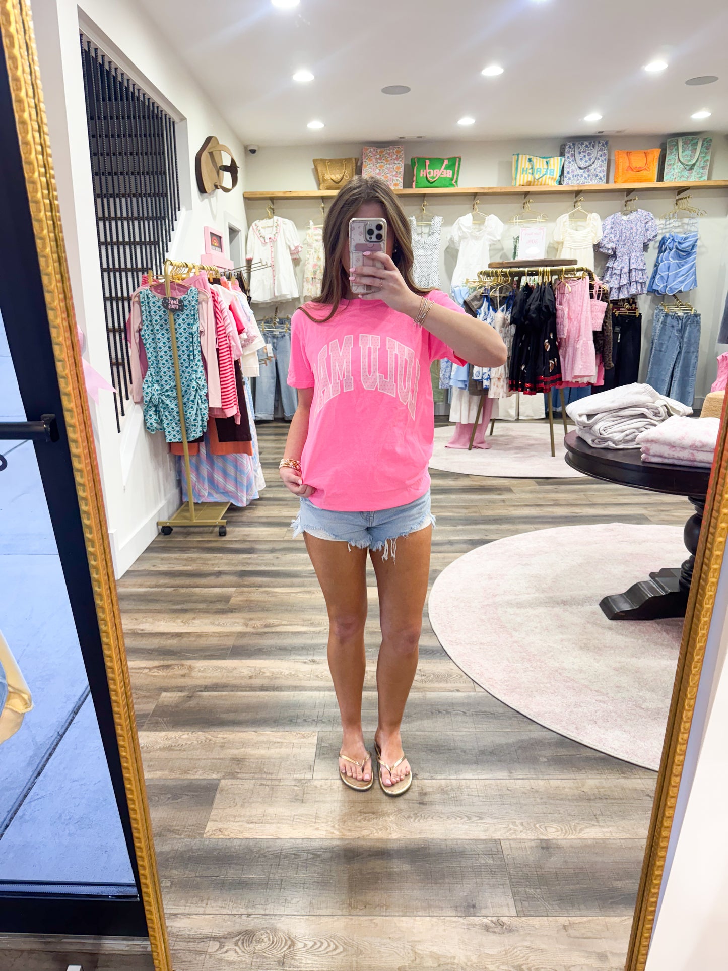 Lulu Mac Polka Dot Adult Neon Pink Comfort Colors Tee