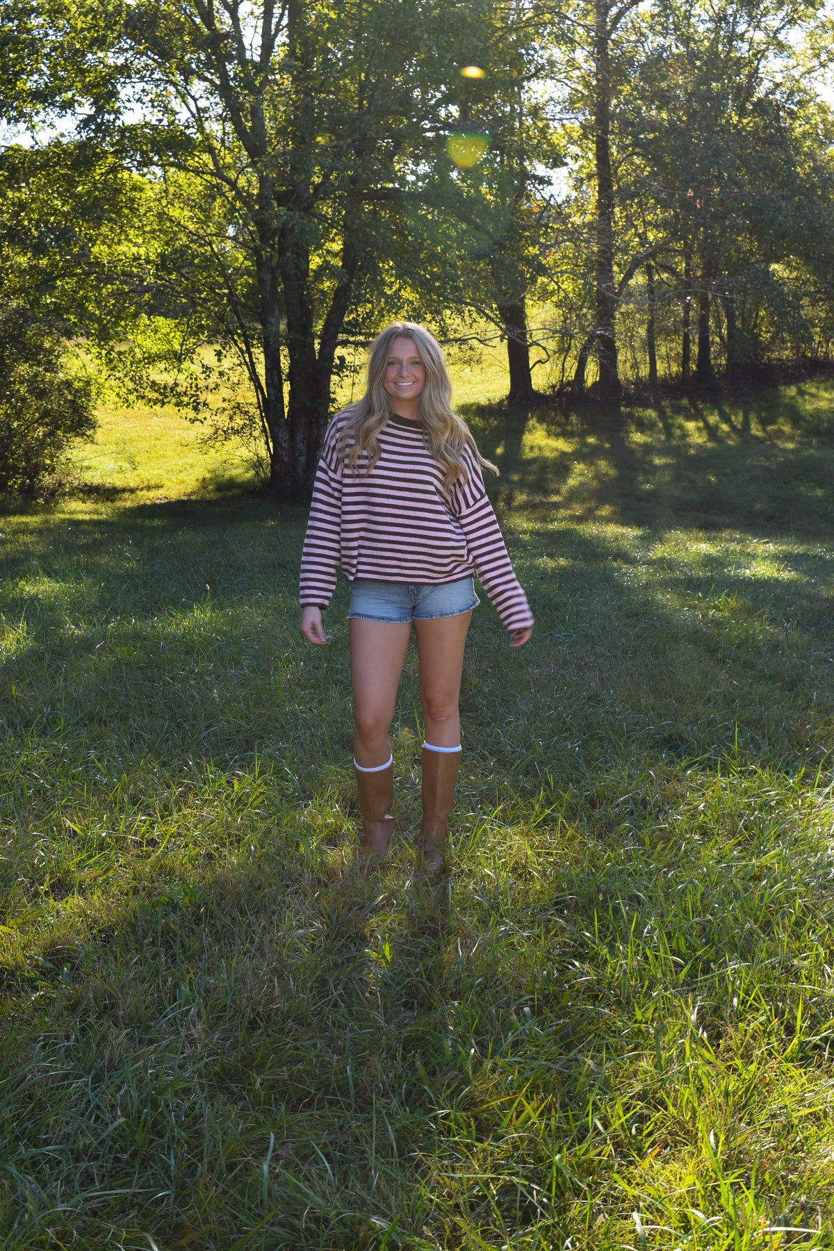 Mocha/Pink Stripe Sweater