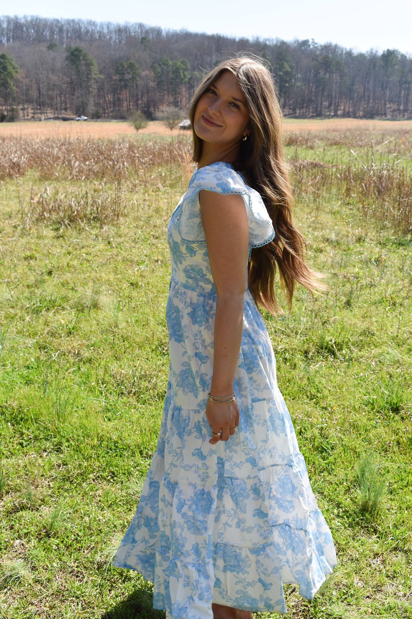 Baby Blue Floral Maxi Dress