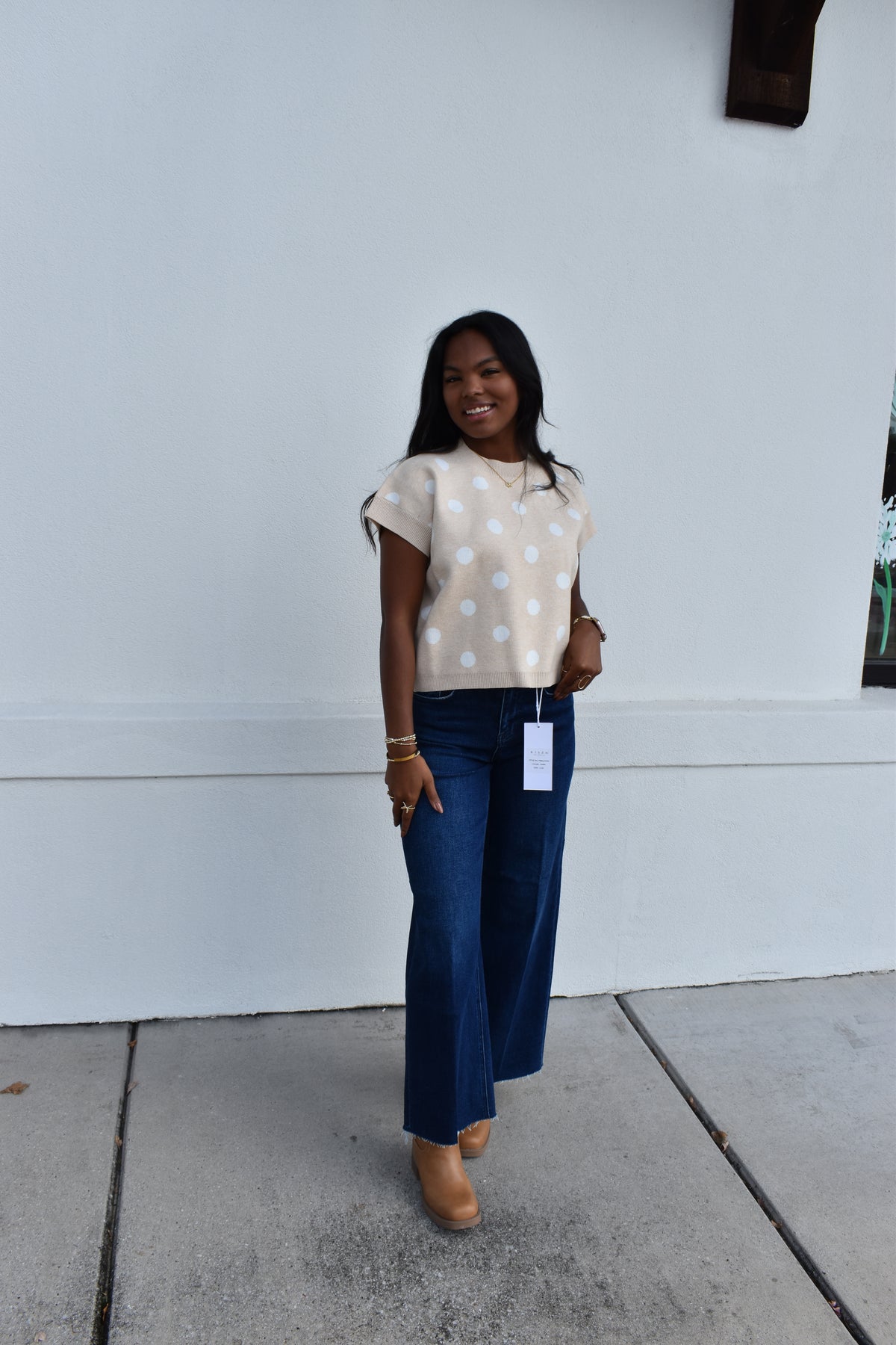 Polka Dot Knit Sleeveless Top