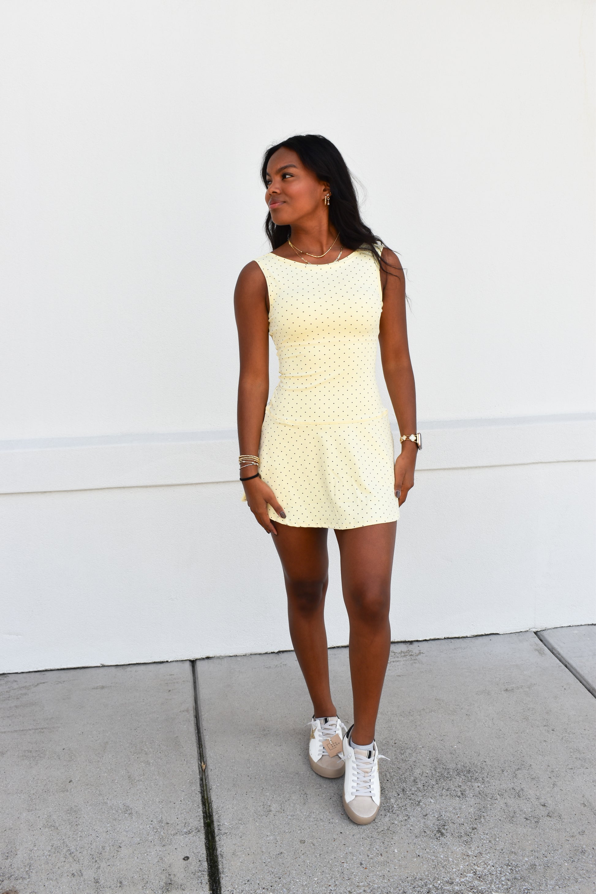 Polka Dot Print A-Line Mini Dress with Drop Waist – Simply Grace Boutique