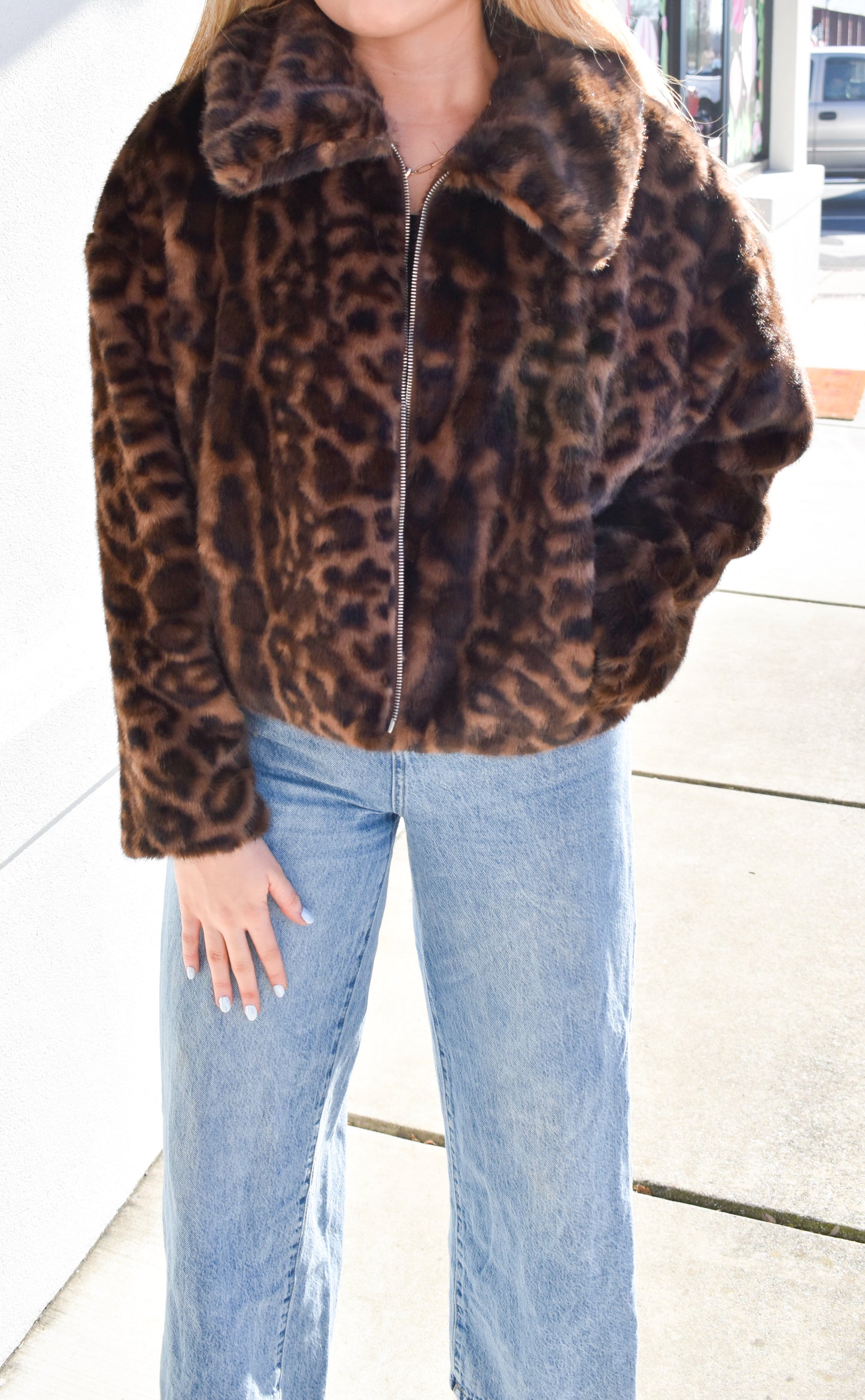 Collared Faux Fur Jacket