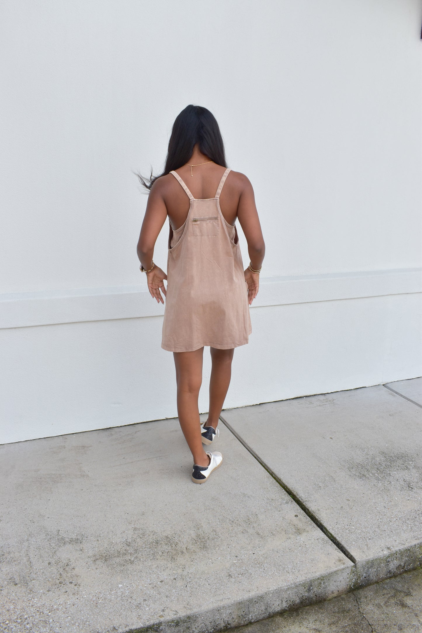 Mini Dress W/ Built in Romper Lining: Brown