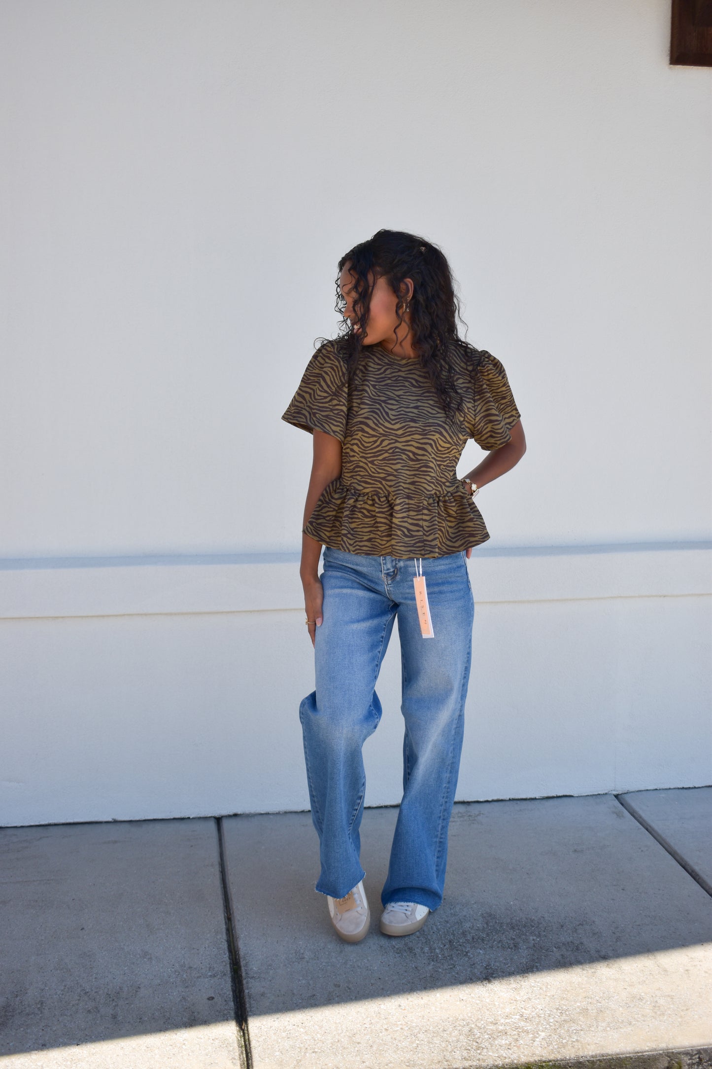Zebra Social Peplum Top