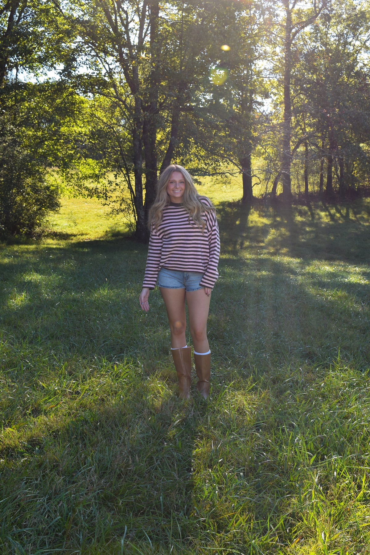 Mocha/Pink Stripe Sweater