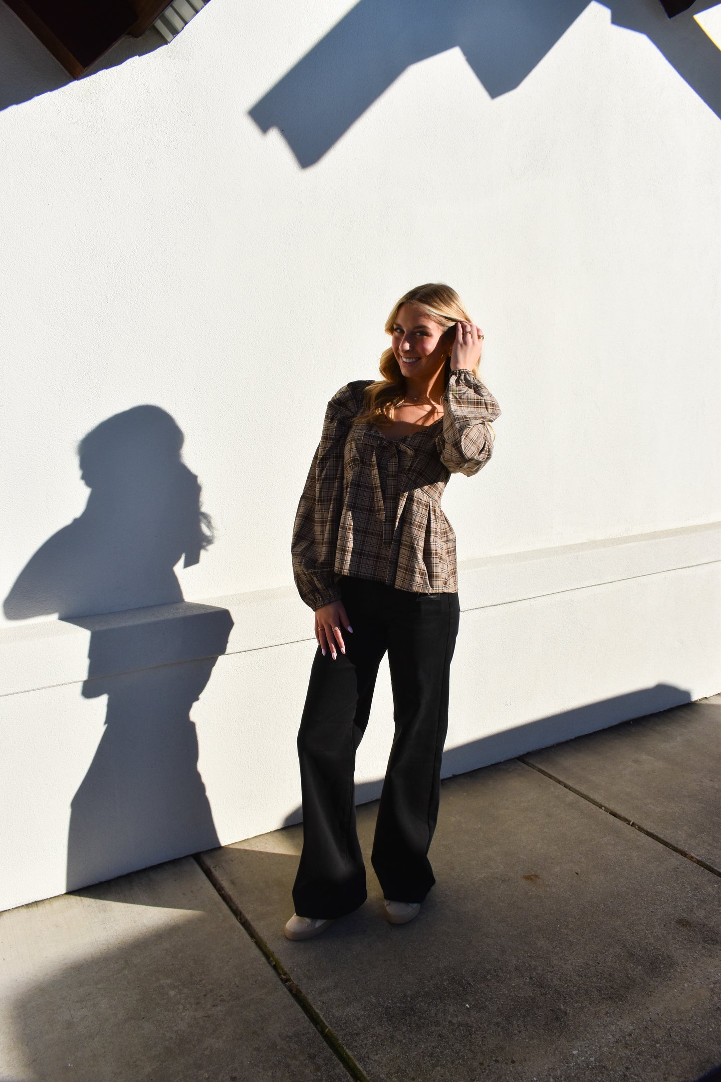 Preppy Twist Plaid Blouse