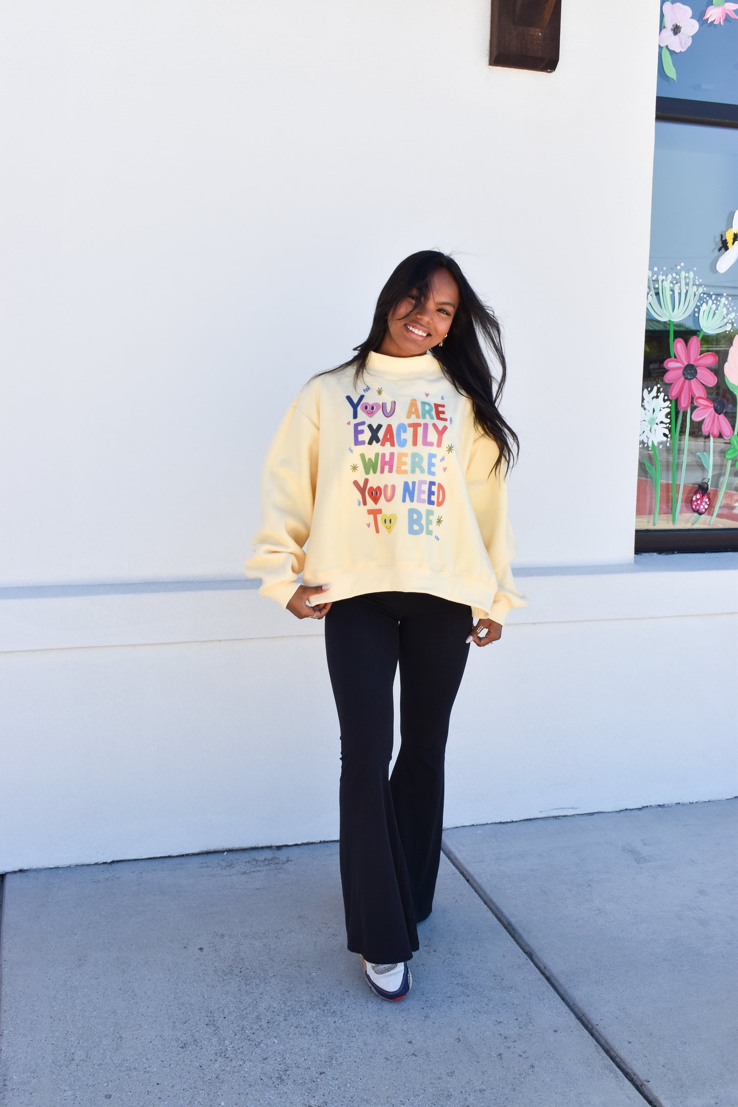 "Life is Good' Reversible Crop Mockneck