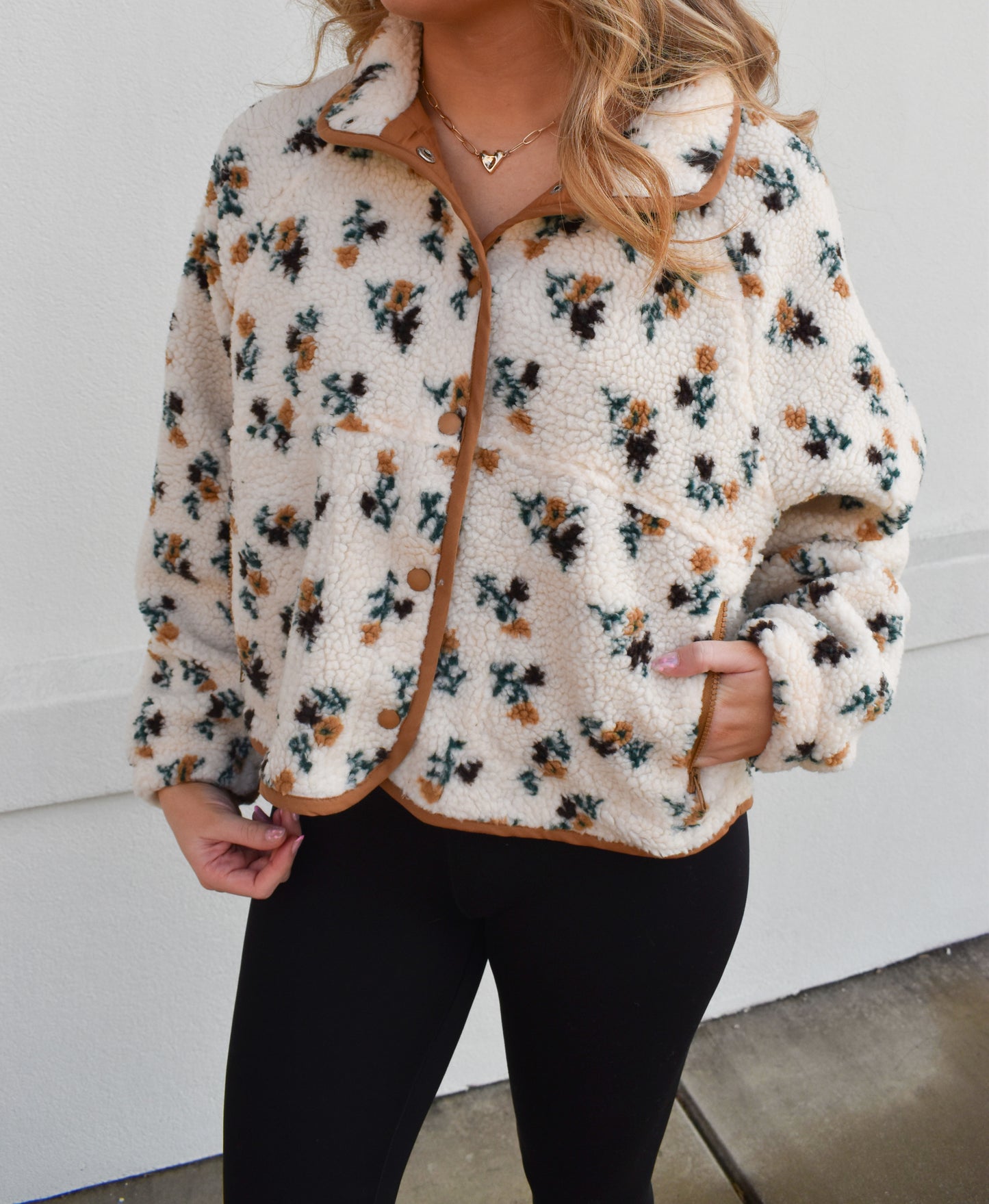 Floral Khaki Fleece Jacket