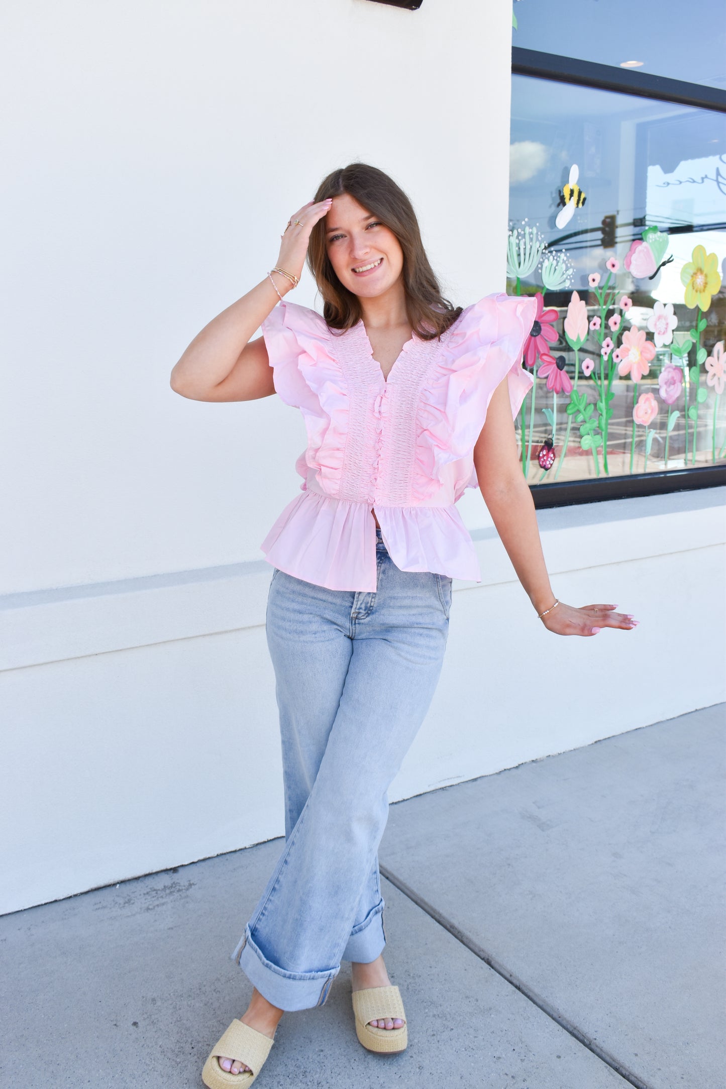 Risen Tummy Control High Rise Ankle Wide Cuffed Jeans