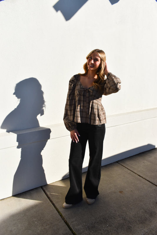 Preppy Twist Plaid Blouse