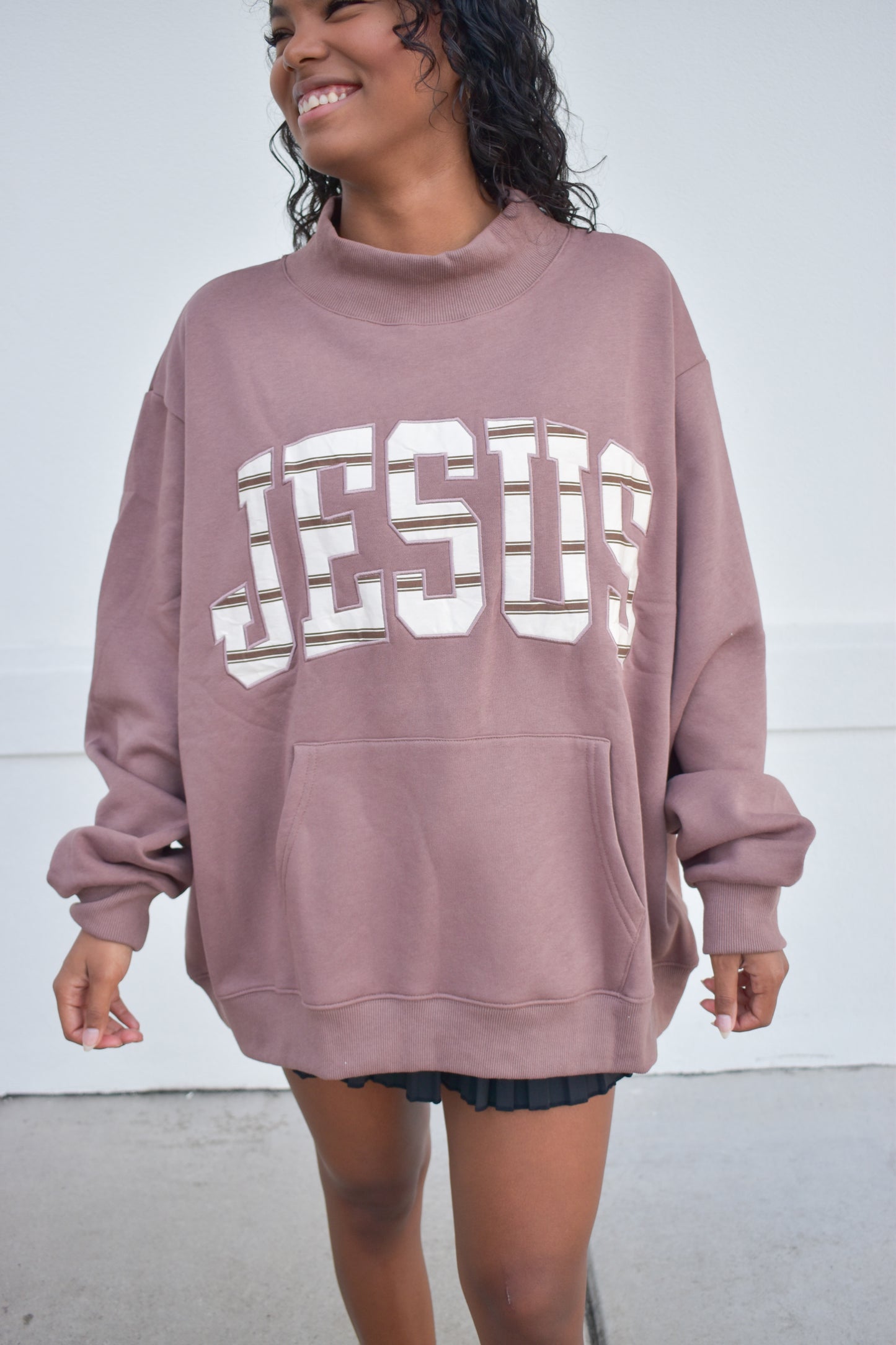JESUS Oversized MockNeck Sweatshirt