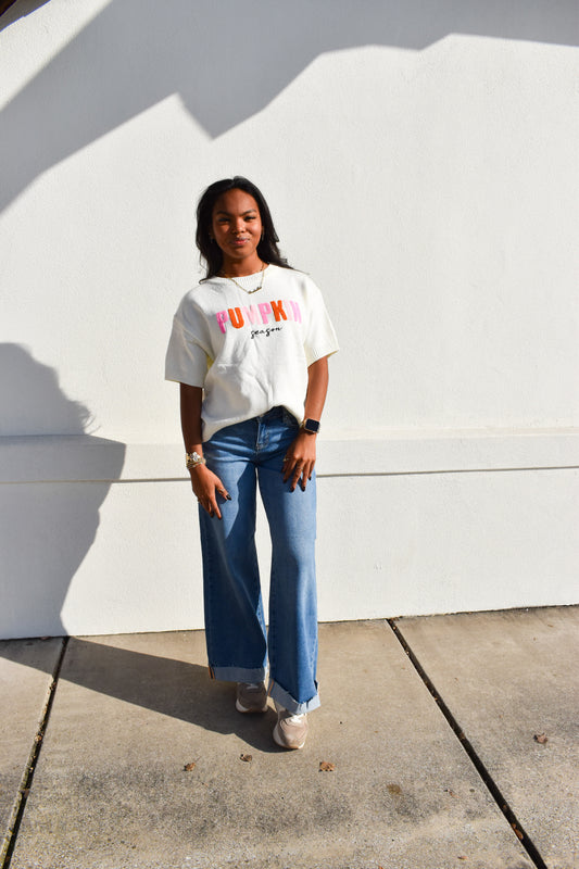 Risen Low Rise Ankle Wide Cuffed Jeans