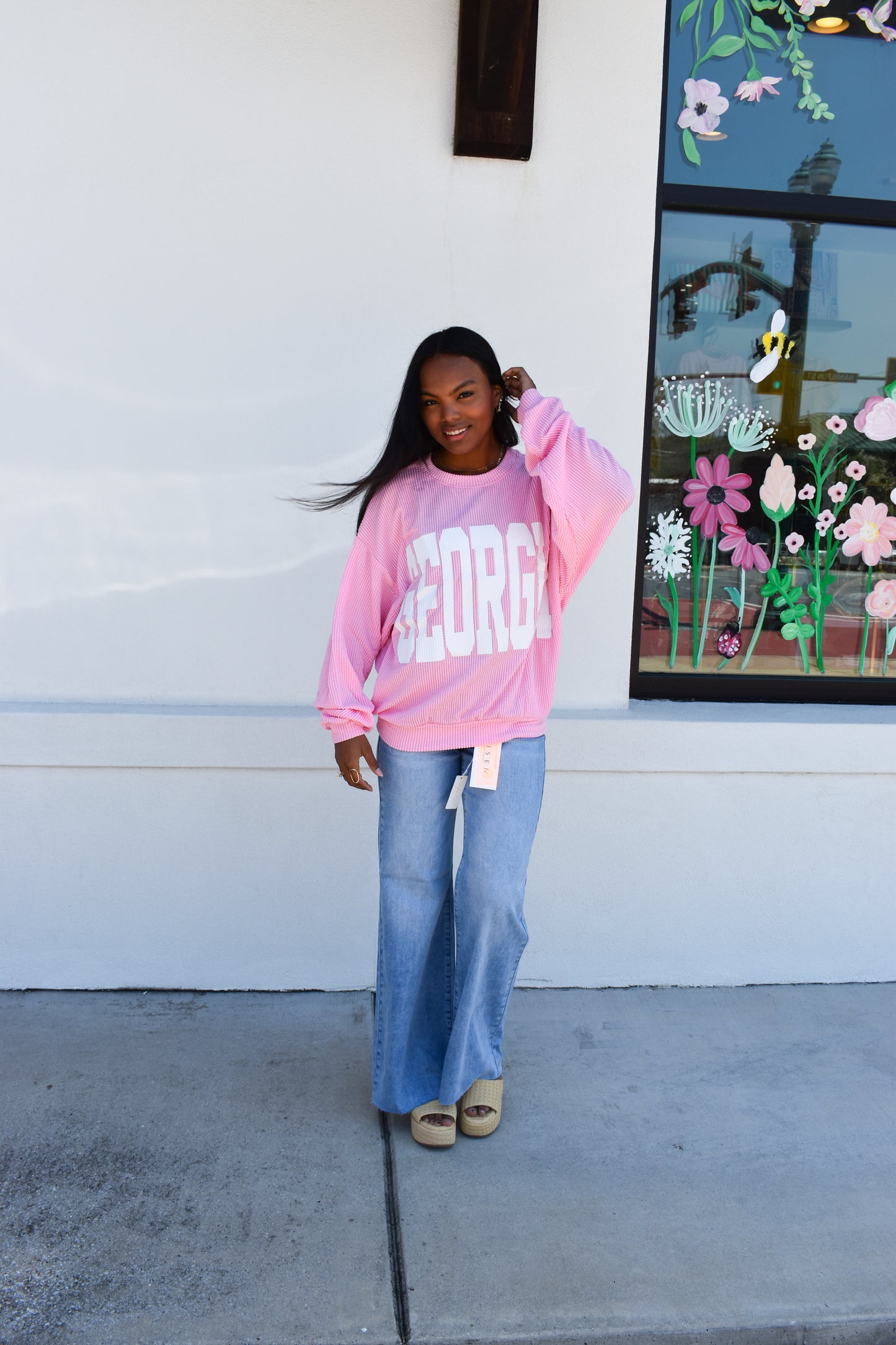 Pink Ribbed Georgia Sweatshirt