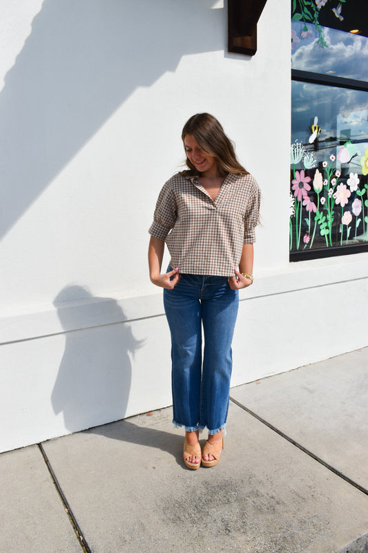 Anni Gingham Puff Sleeve Blouse